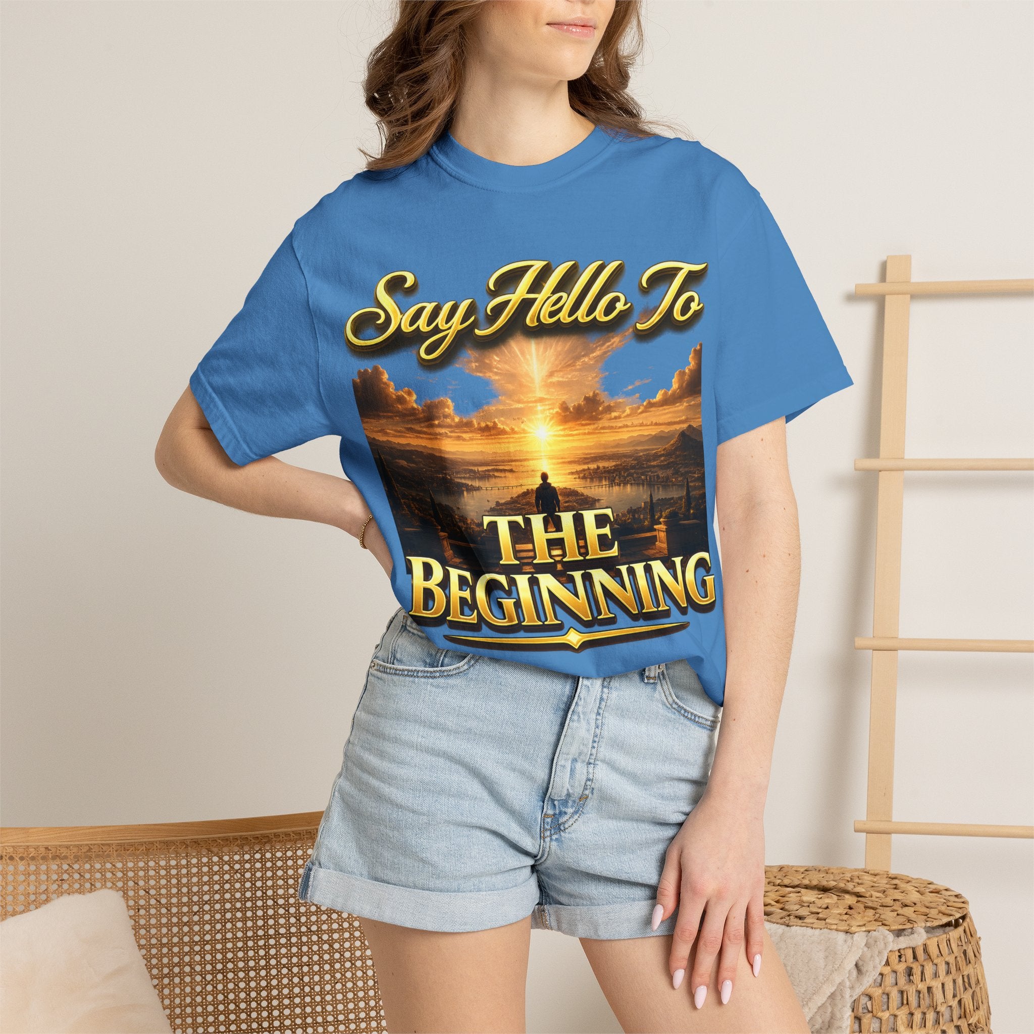 Inspirational 'Say Hello to The Beginning' Sunrise T-Shirt Printify