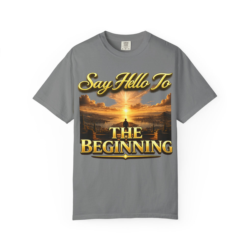 Inspirational 'Say Hello to The Beginning' Sunrise T-Shirt Printify