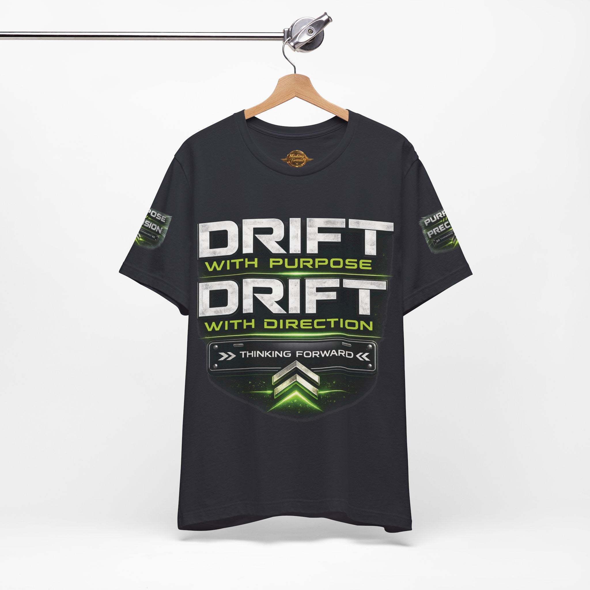 Drift With Direction Graphic Tee — 'Drift with Purpose / Thinking Forward' Racing T-Shirt Printify