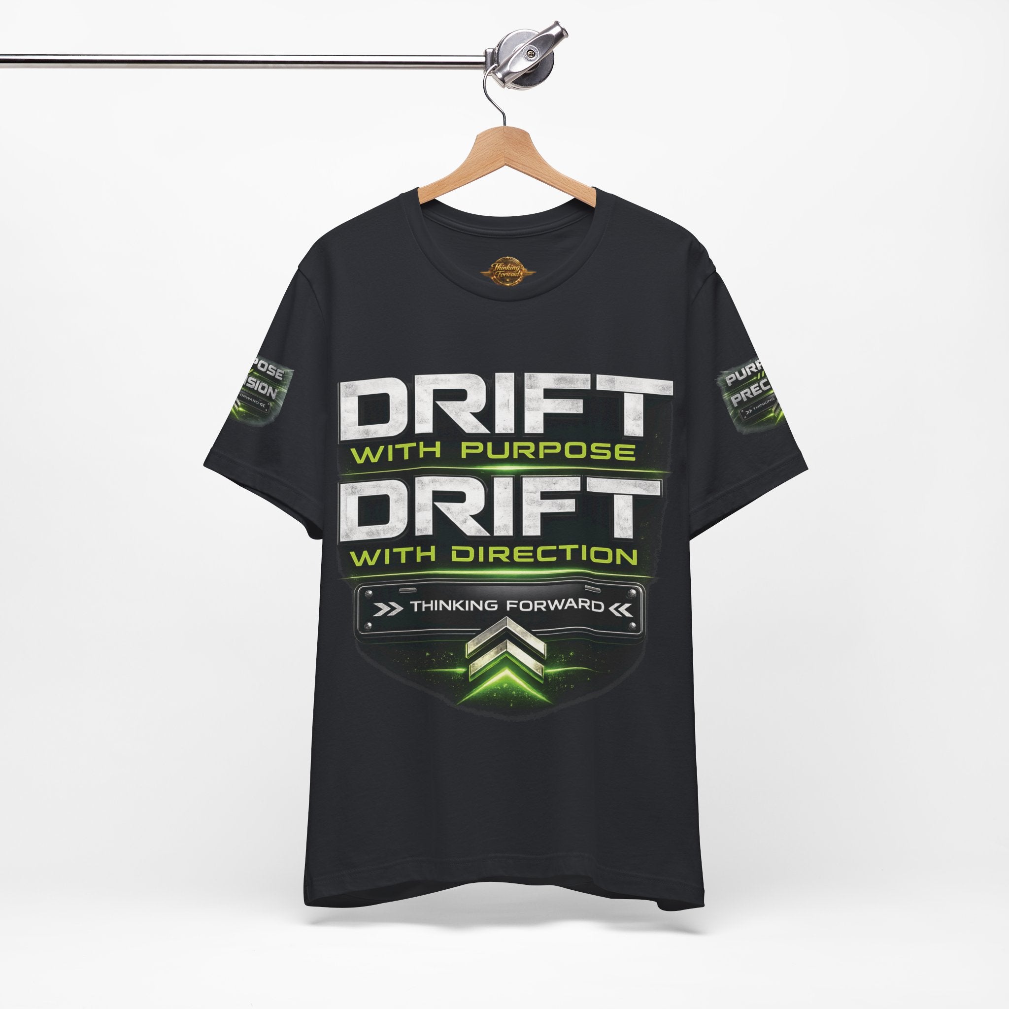 Drift With Direction Graphic Tee — 'Drift with Purpose / Thinking Forward' Racing T-Shirt Printify