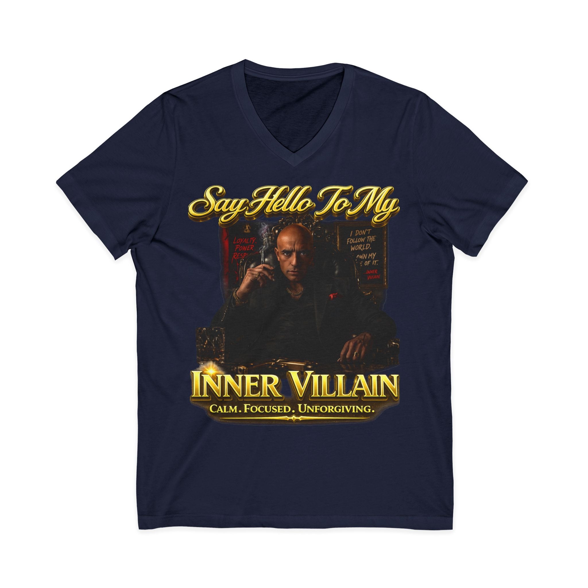 Inner Villain V‑Neck Tee – "Say Hello To Inner Villain" Graphic Shirt Printify