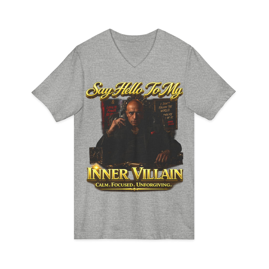 Inner Villain V‑Neck Tee – "Say Hello To Inner Villain" Graphic Shirt Printify