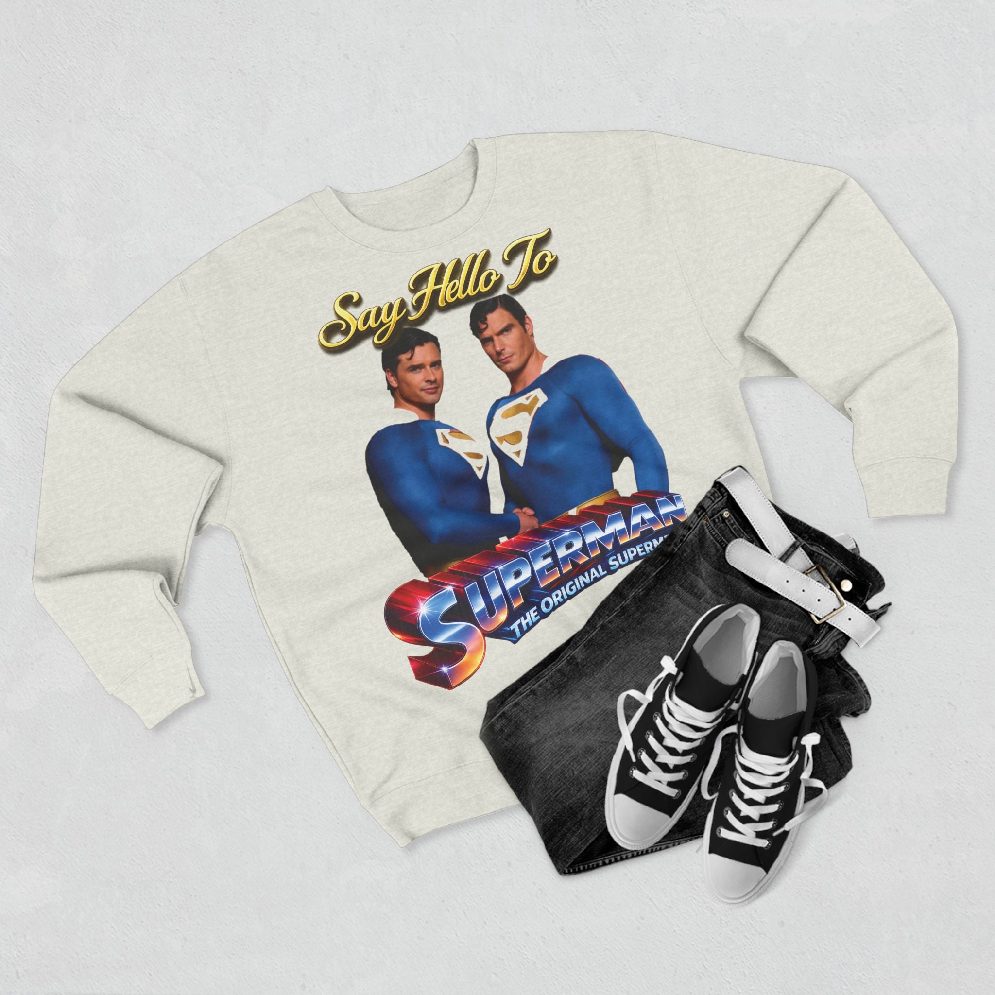 Superman Retro 'Say Hello To' Crewneck Sweatshirt Printify