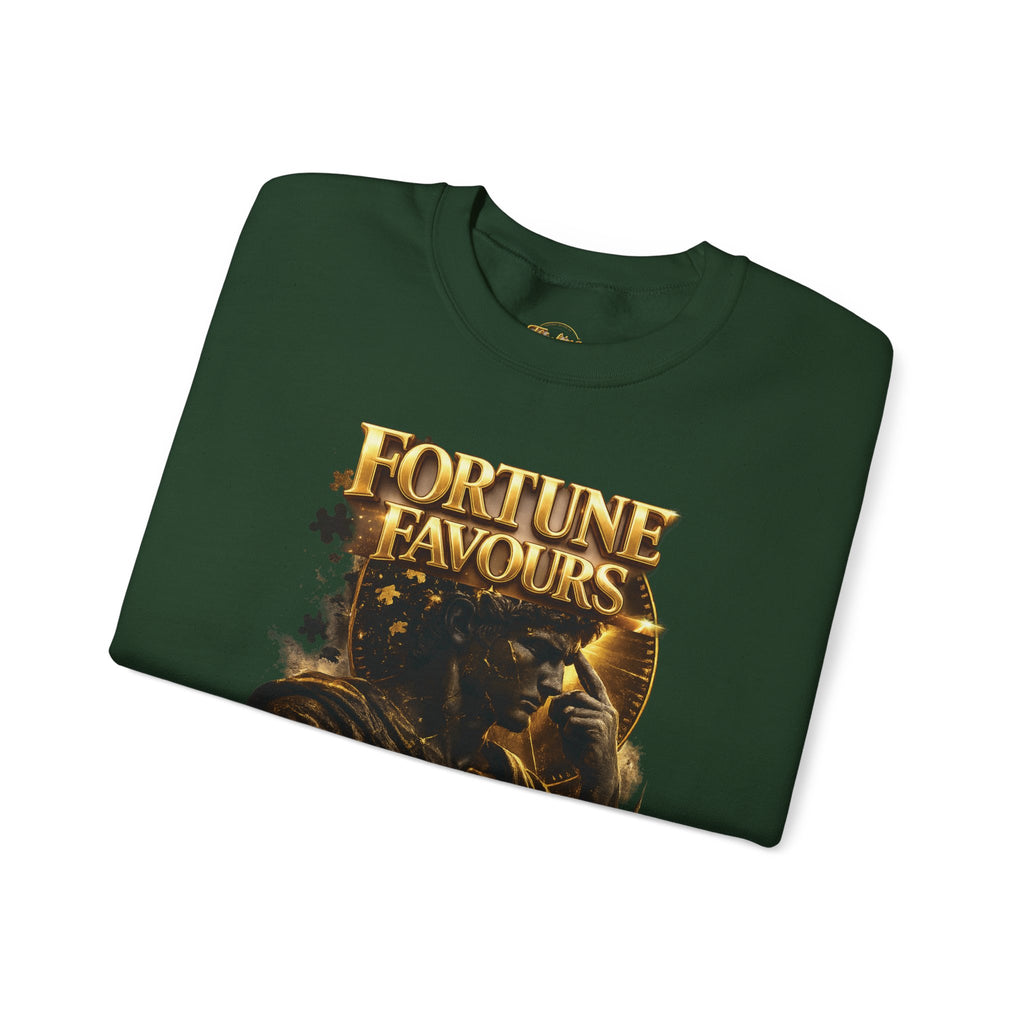 Crewneck Sweatshirt — "Fortune Favors the Prepared Mind" Motivational Design Printify