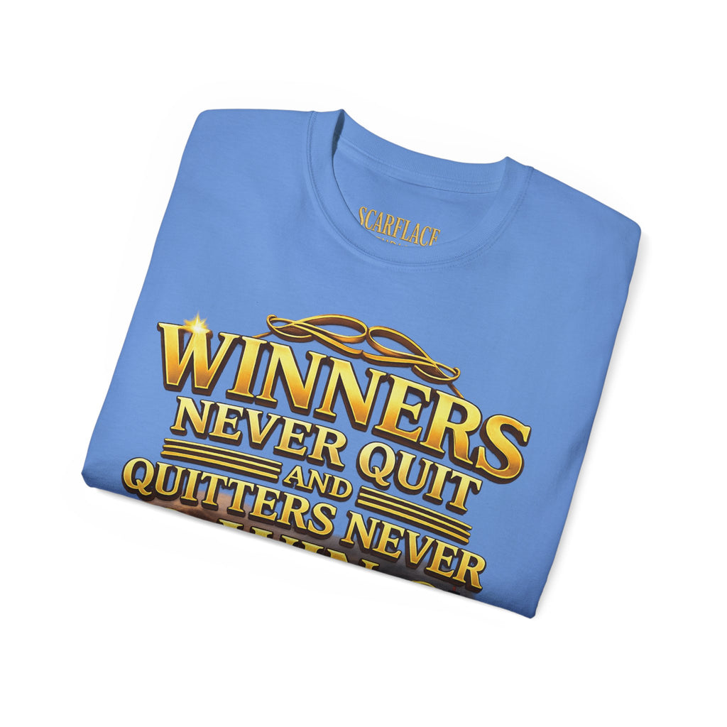 Winners Never Quit Inspirational Tee — Motivational Quote Shirt Printify