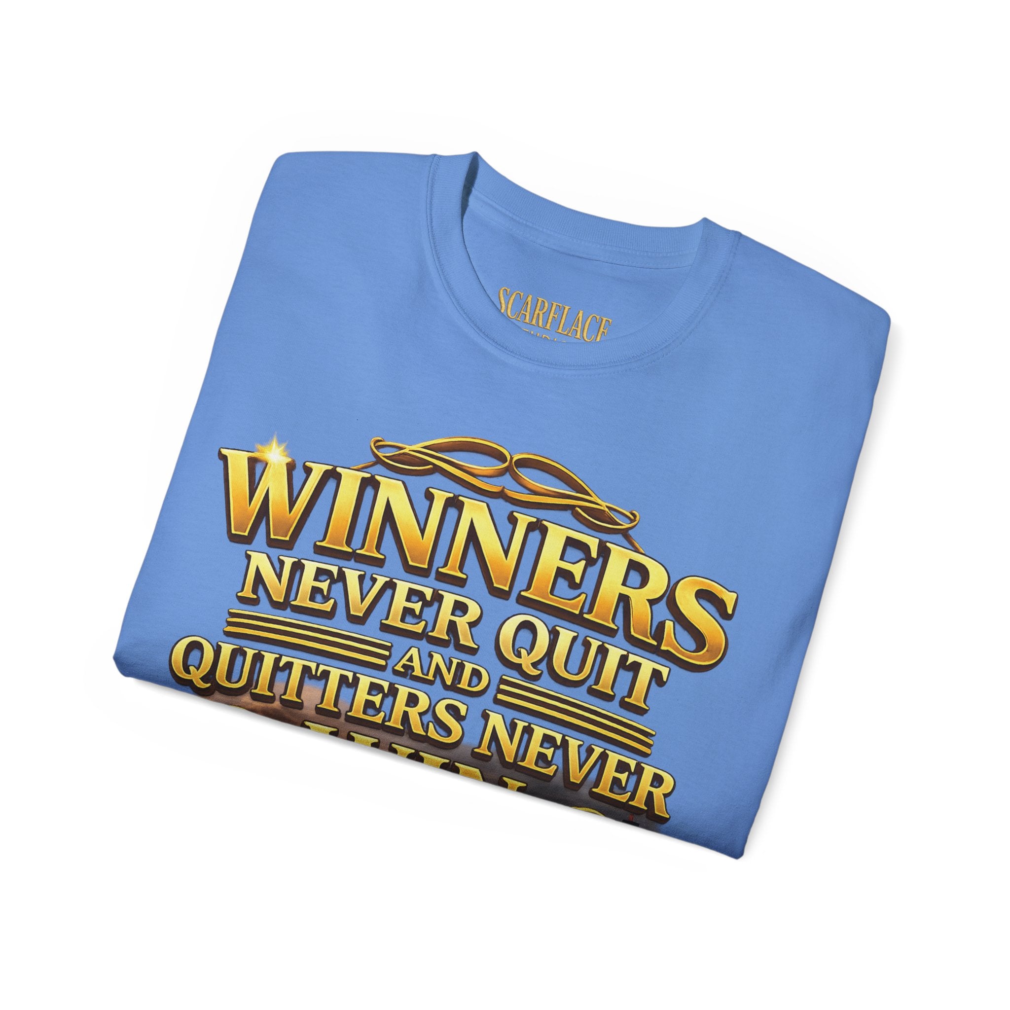 Winners Never Quit Inspirational Tee — Motivational Quote Shirt Printify