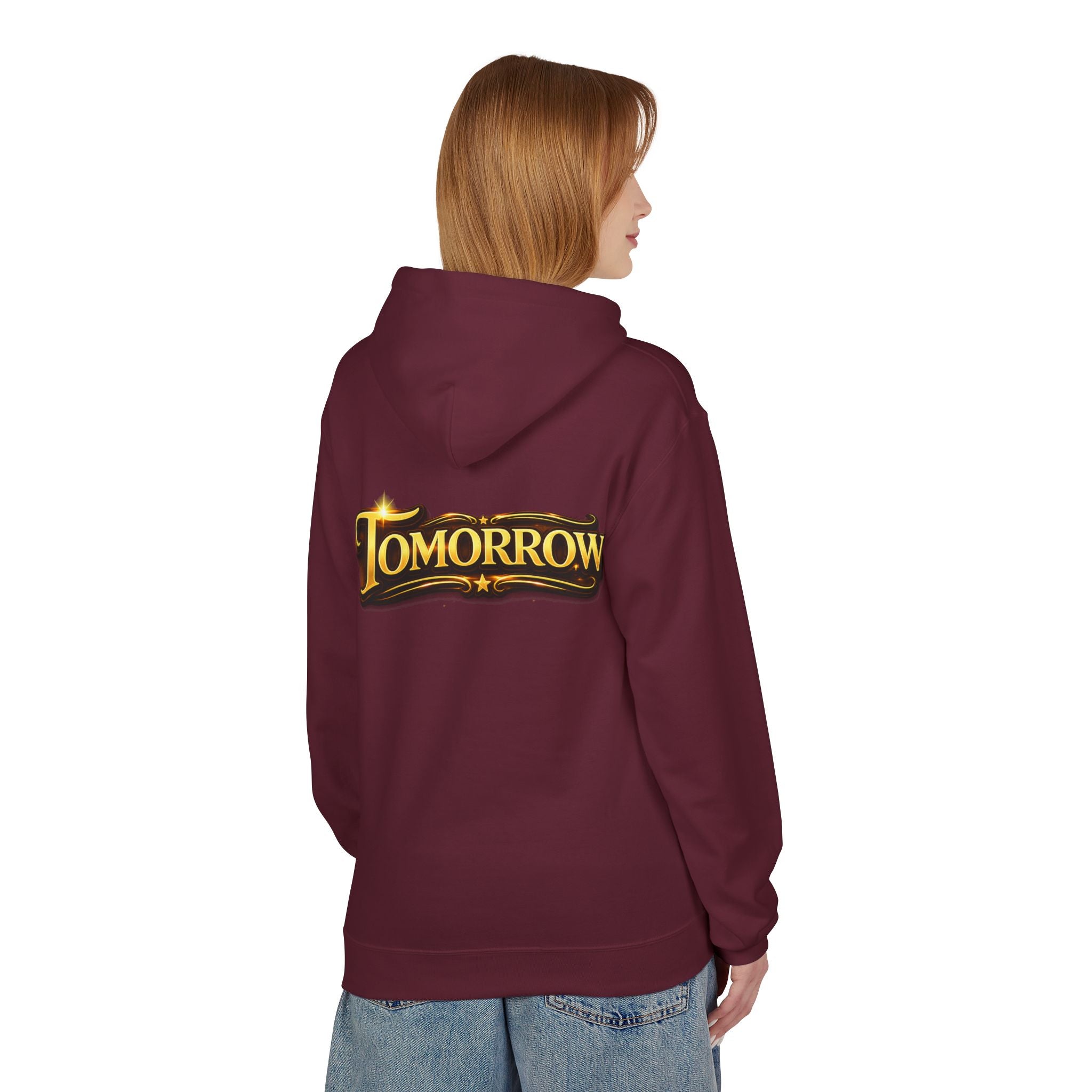 Tomorrow Hoodie — "What's Always Coming But Never Arrives?" Vintage Quote Hoodie Printify