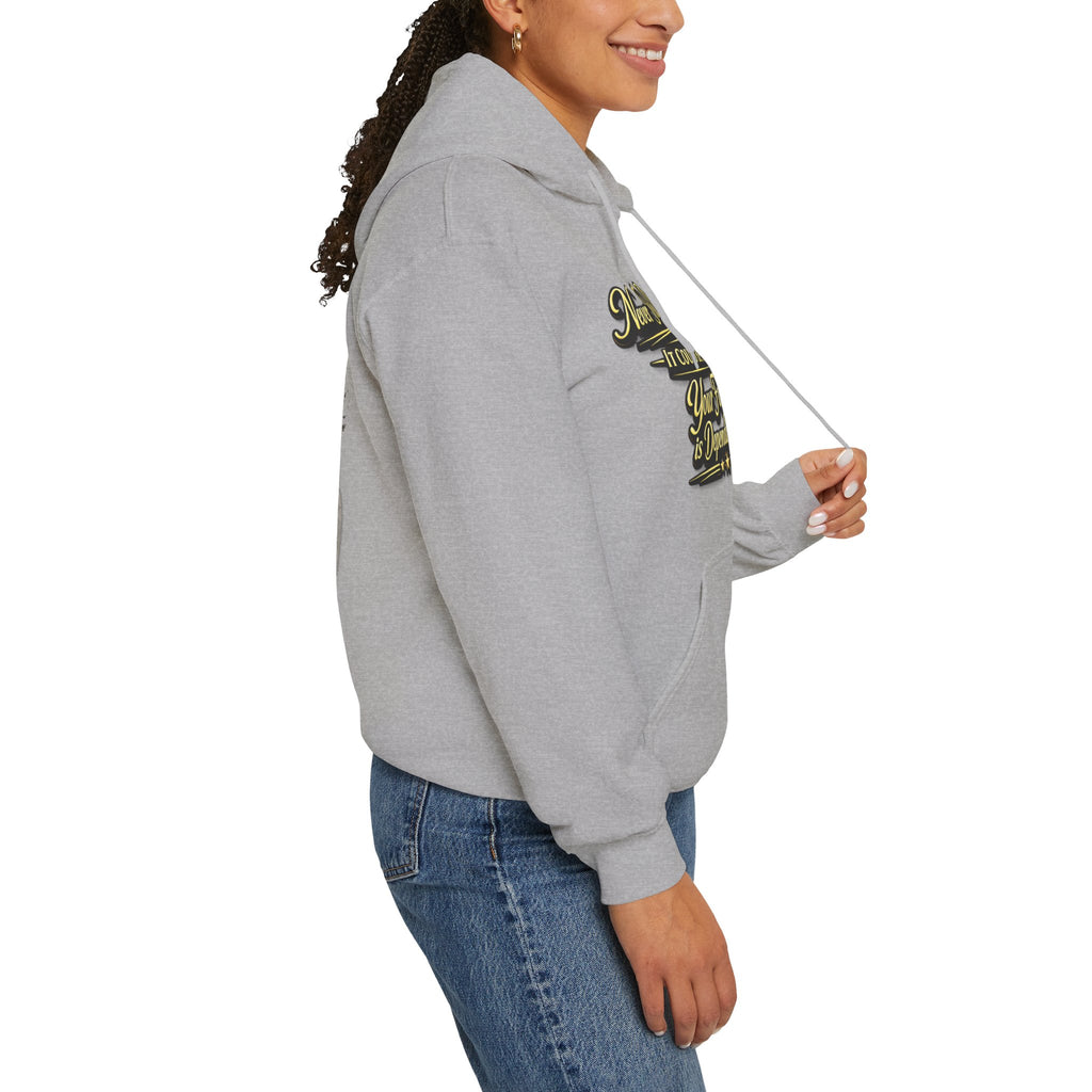Inspirational Hoodie – “Never Letting Regret Your Past” Motivational City Night Sweatshirt Printify