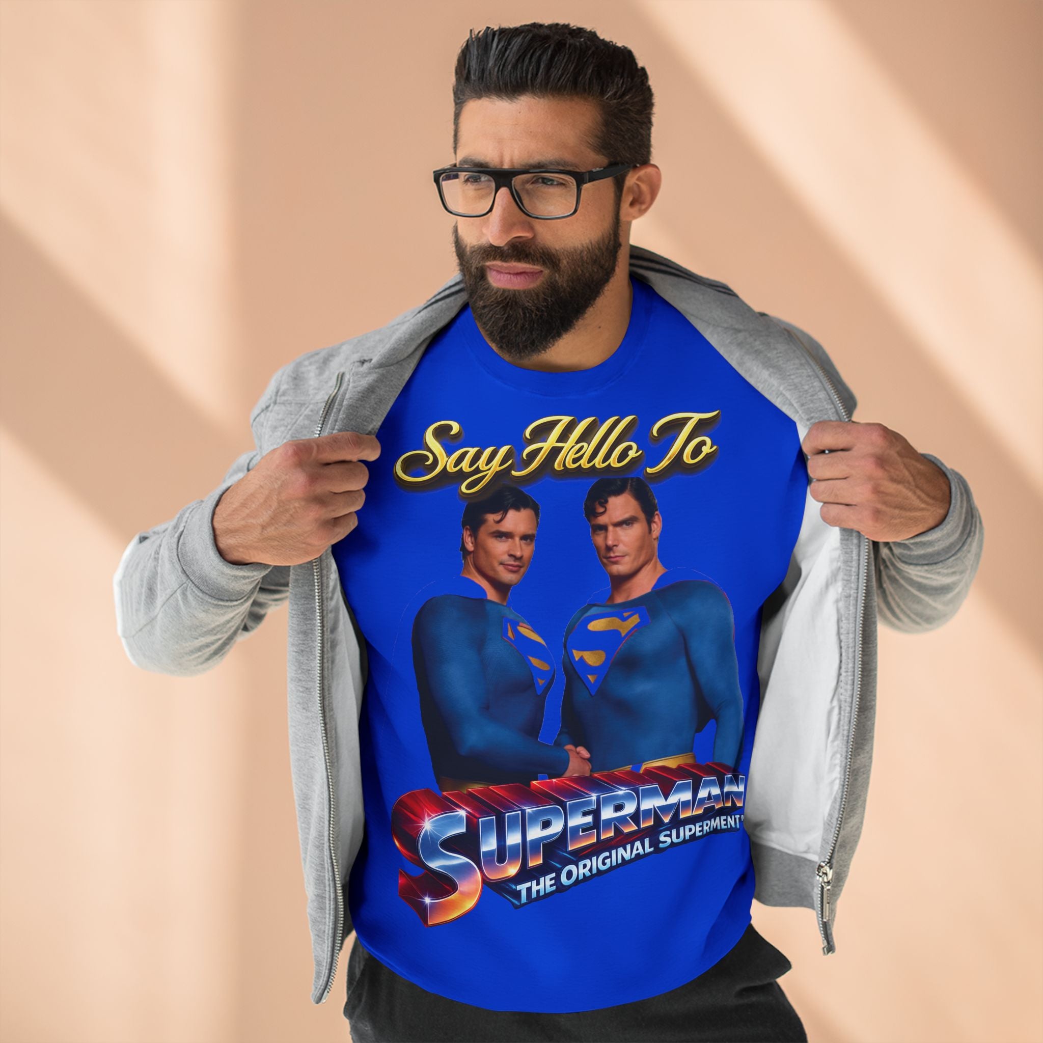 Superman Retro 'Say Hello To' Crewneck Sweatshirt Printify