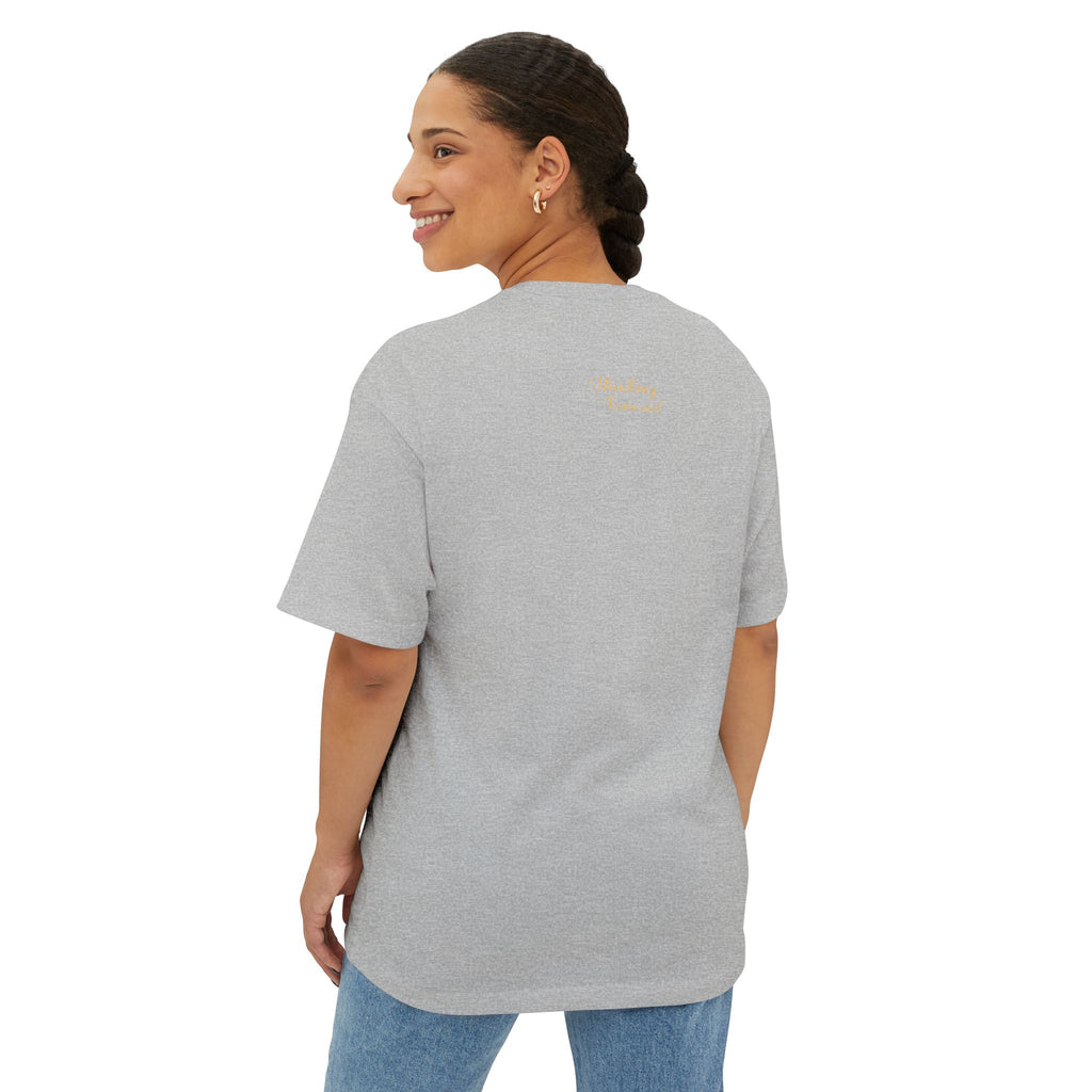 Minimalist White Boxy Tee with Subtle Script Print — Relaxed Oversized T-Shirt Printify