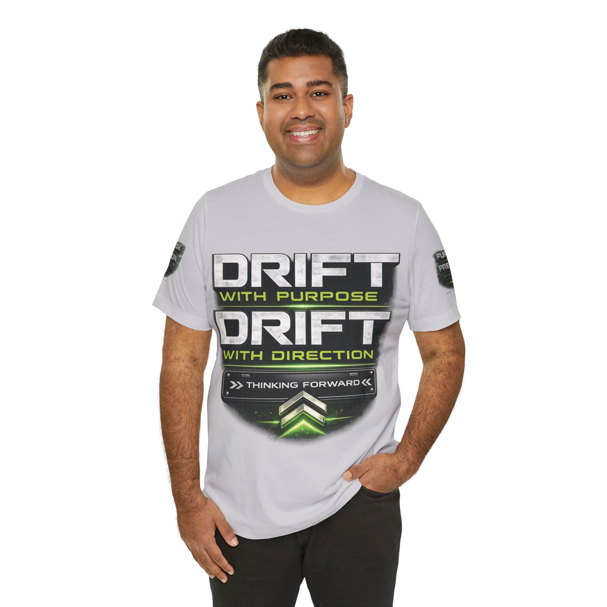 Drift With Direction Graphic Tee — 'Drift with Purpose / Thinking Forward' Racing T-Shirt Printify