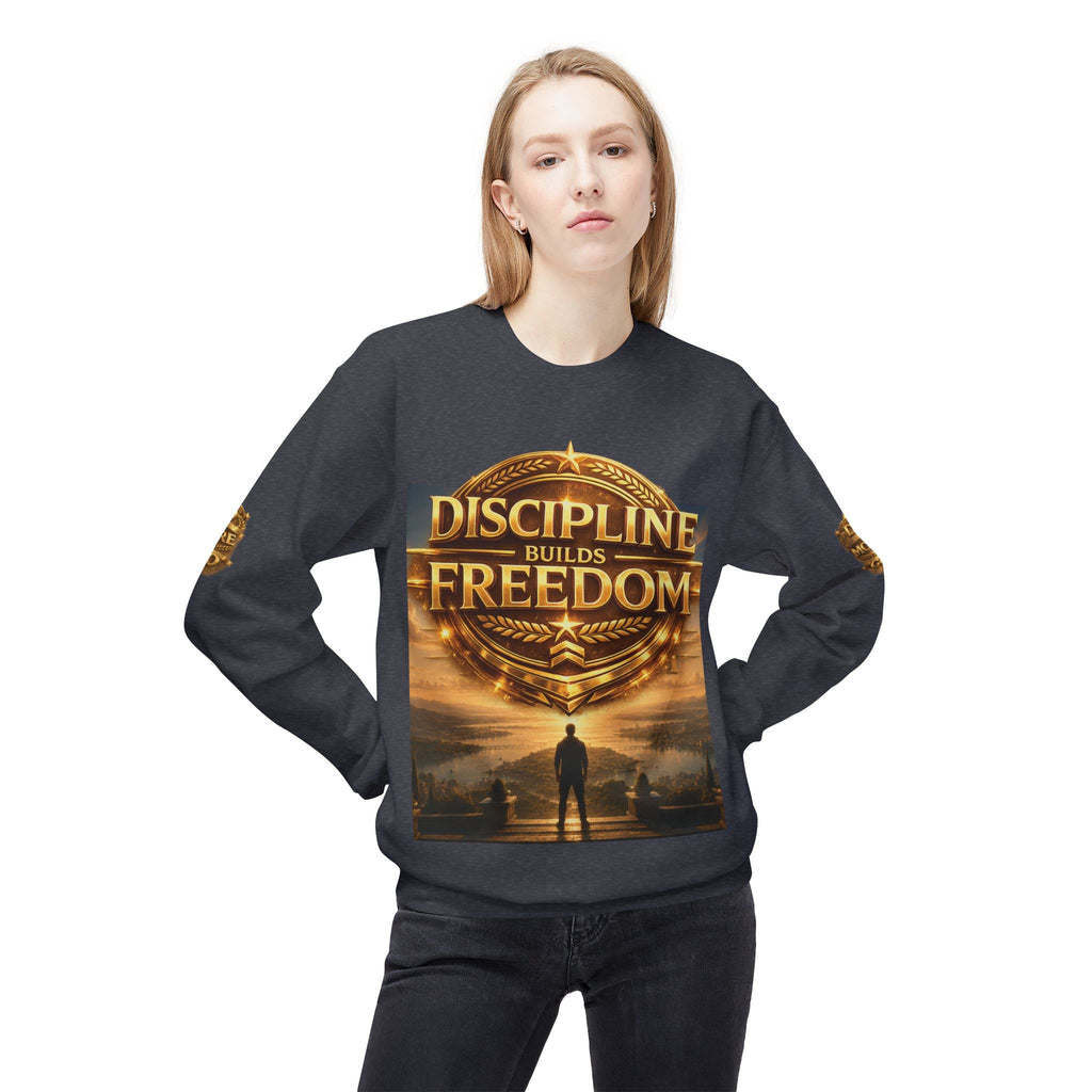 Discipline Builds Freedom Crewneck Sweatshirt – Motivational Fitness & Success Pullover Printify