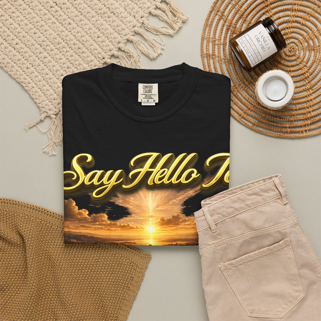 Inspirational 'Say Hello to The Beginning' Sunrise T-Shirt Printify