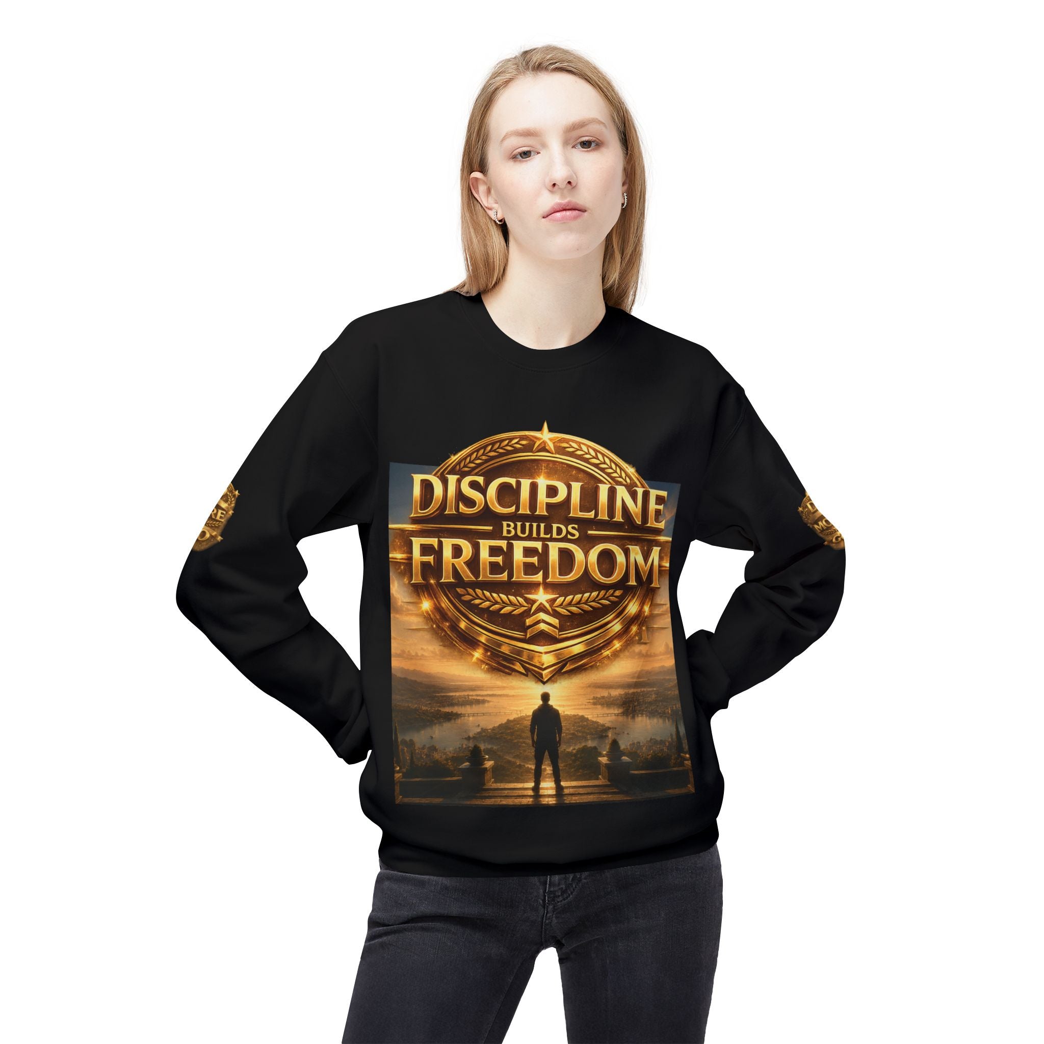 Discipline Builds Freedom Crewneck Sweatshirt – Motivational Fitness & Success Pullover Printify