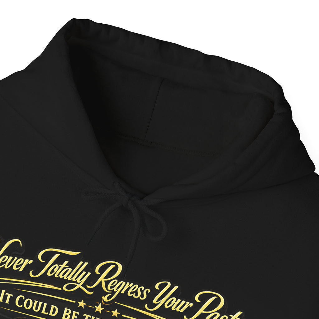 Inspirational Hoodie – “Never Letting Regret Your Past” Motivational City Night Sweatshirt Printify