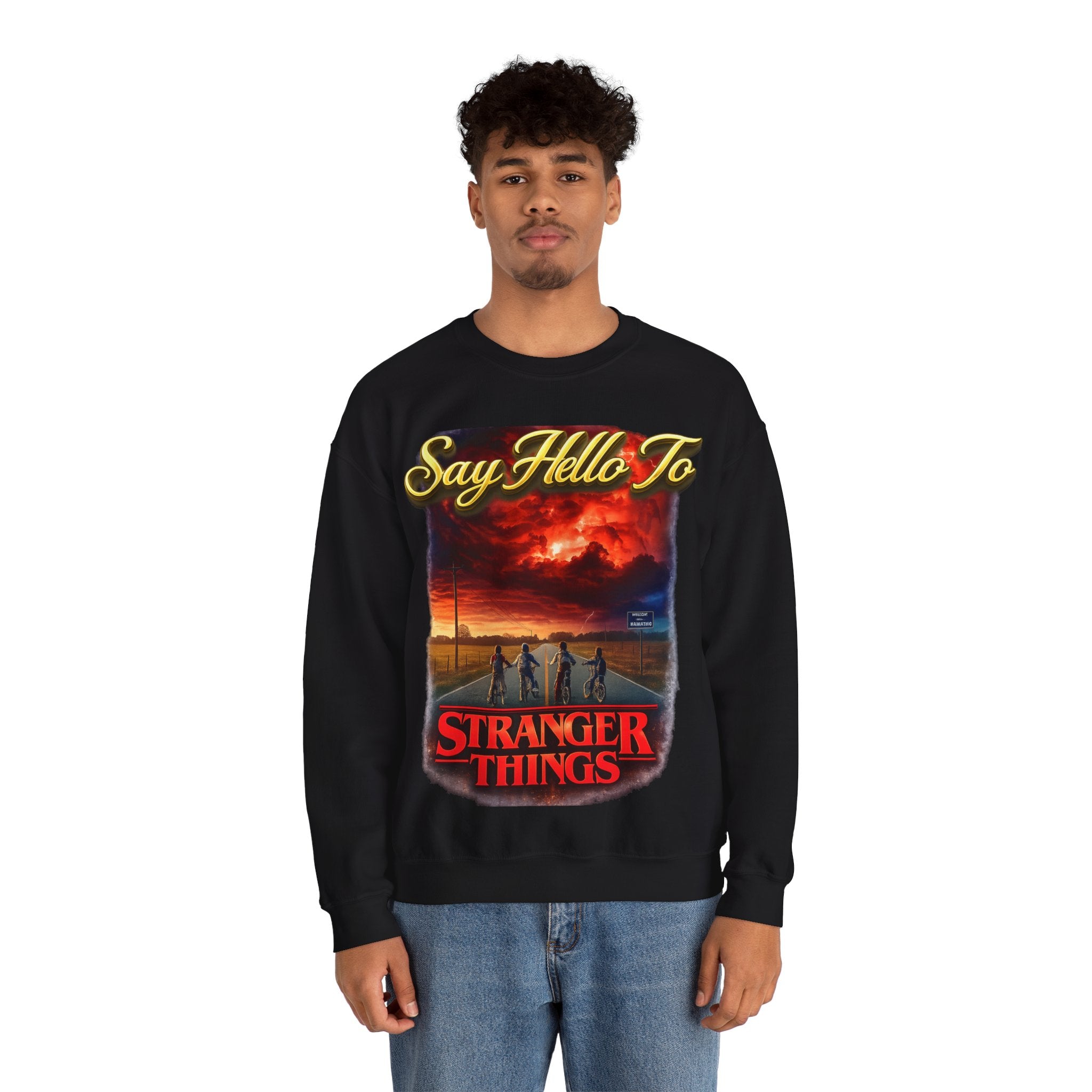 Stranger Things "Say Hello To" Crewneck Sweatshirt Printify