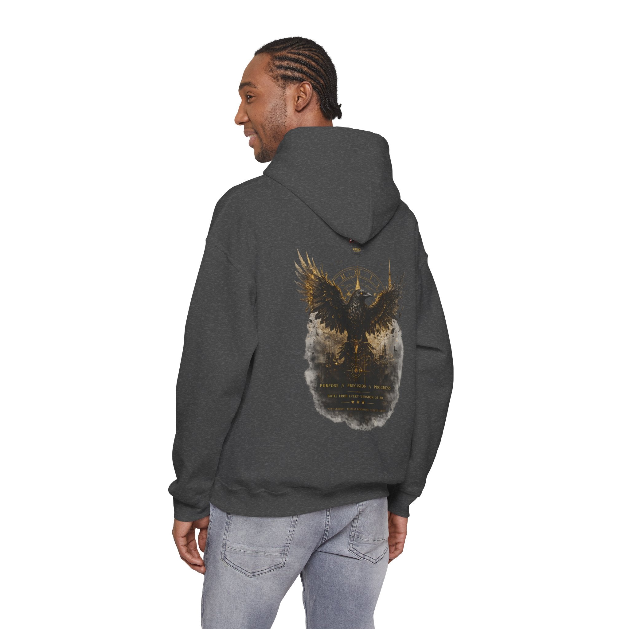 Inspirational Hoodie – “Never Letting Regret Your Past” Motivational City Night Sweatshirt Printify