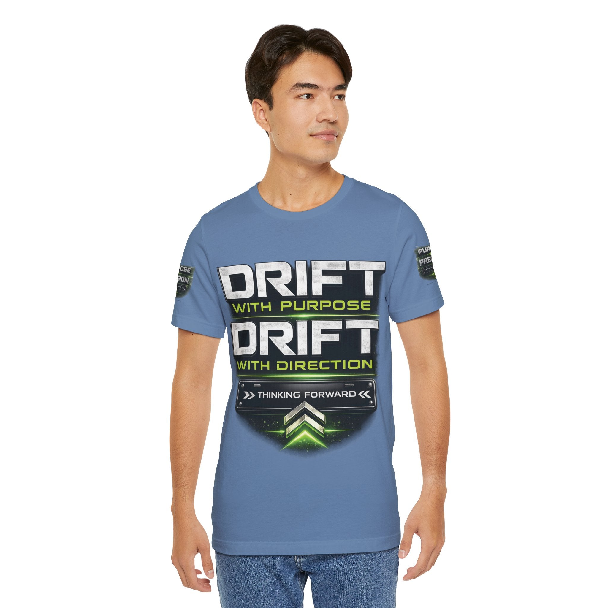 Drift With Direction Graphic Tee — 'Drift with Purpose / Thinking Forward' Racing T-Shirt Printify