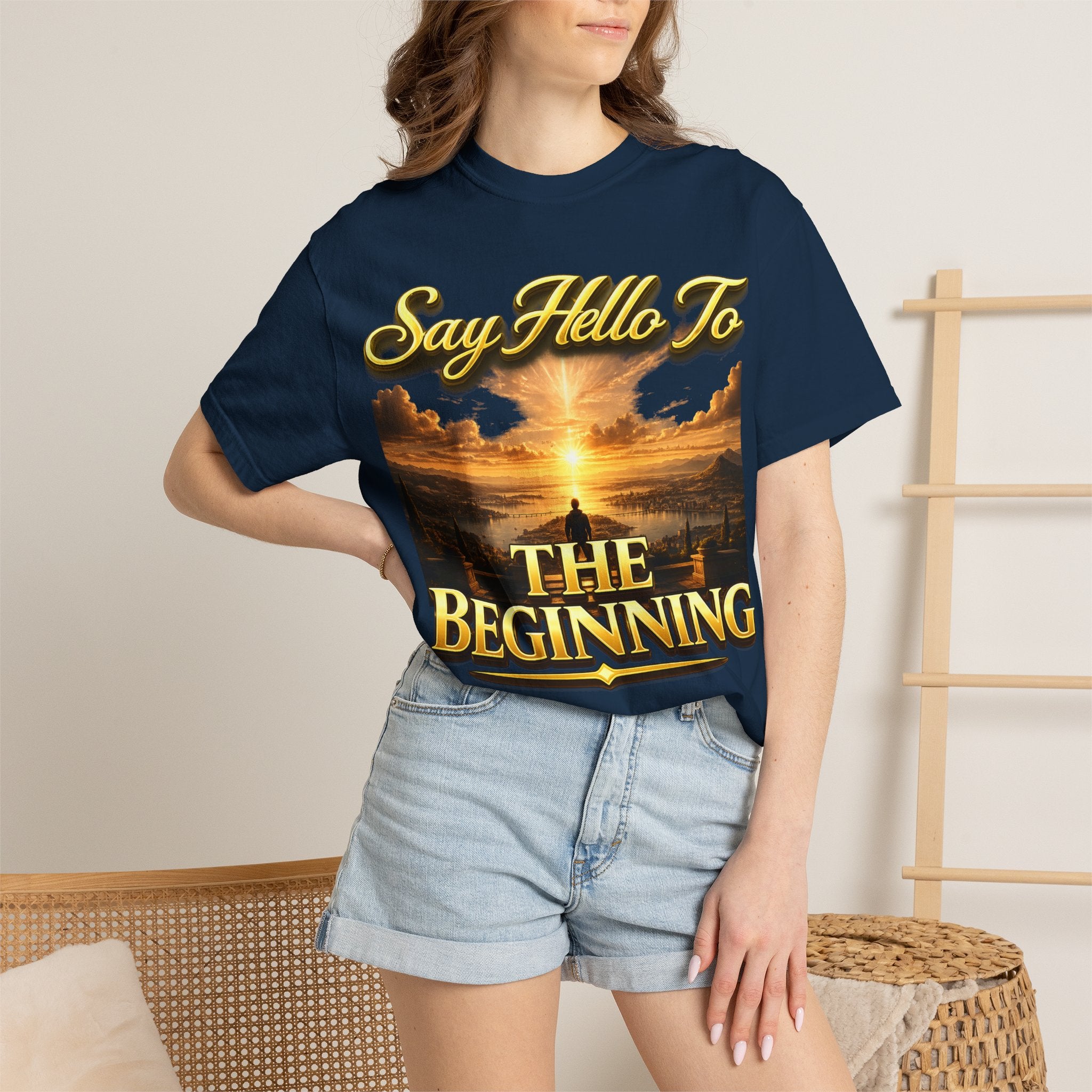 Inspirational 'Say Hello to The Beginning' Sunrise T-Shirt Printify