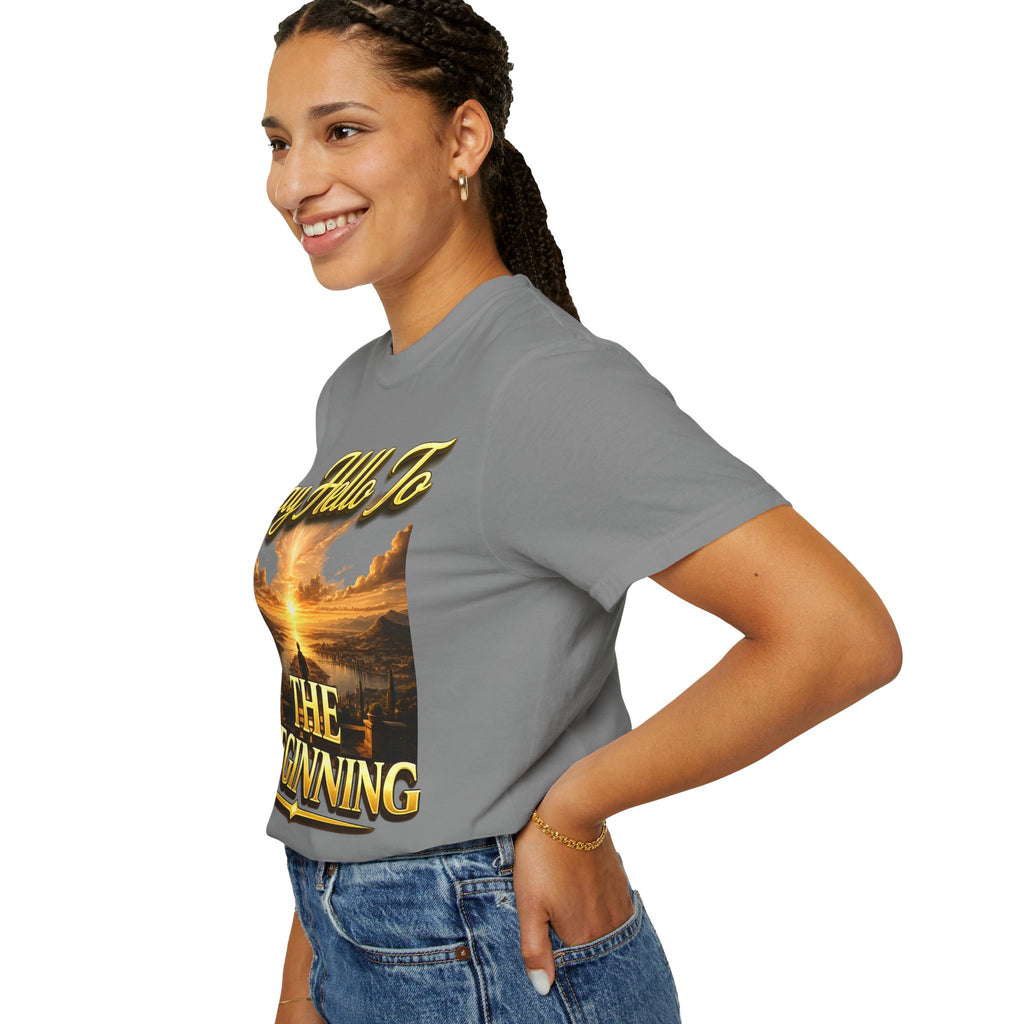 Inspirational 'Say Hello to The Beginning' Sunrise T-Shirt Printify