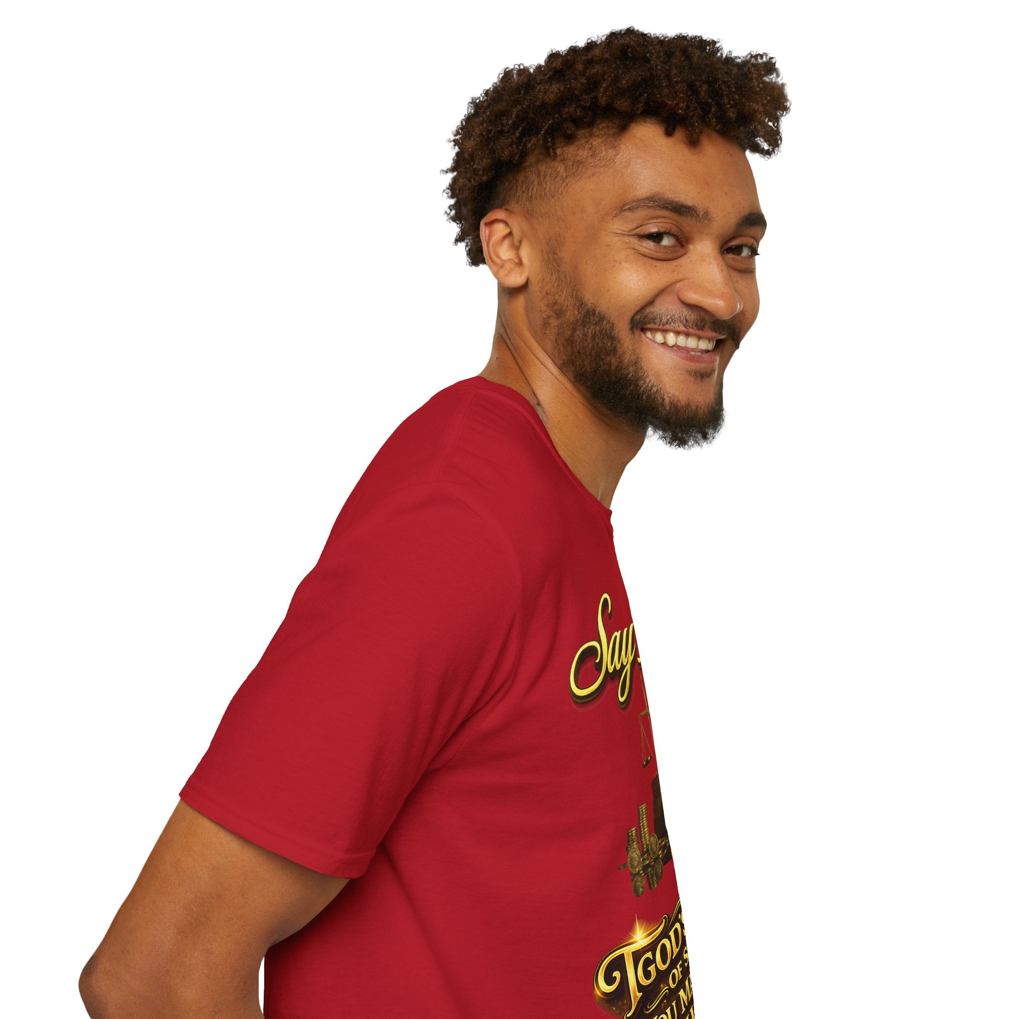 T-Shirt — "Say Hello" Money & Faith Graphic Tee (God's Way You Make Too Much Money) Printify