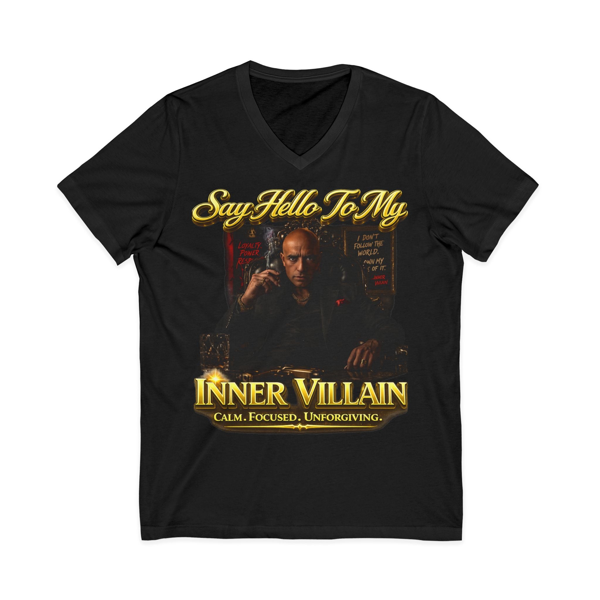 Inner Villain V‑Neck Tee – "Say Hello To Inner Villain" Graphic Shirt Printify