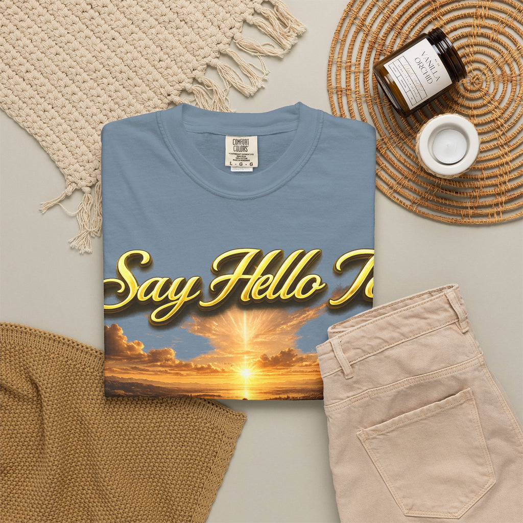 Inspirational 'Say Hello to The Beginning' Sunrise T-Shirt Printify
