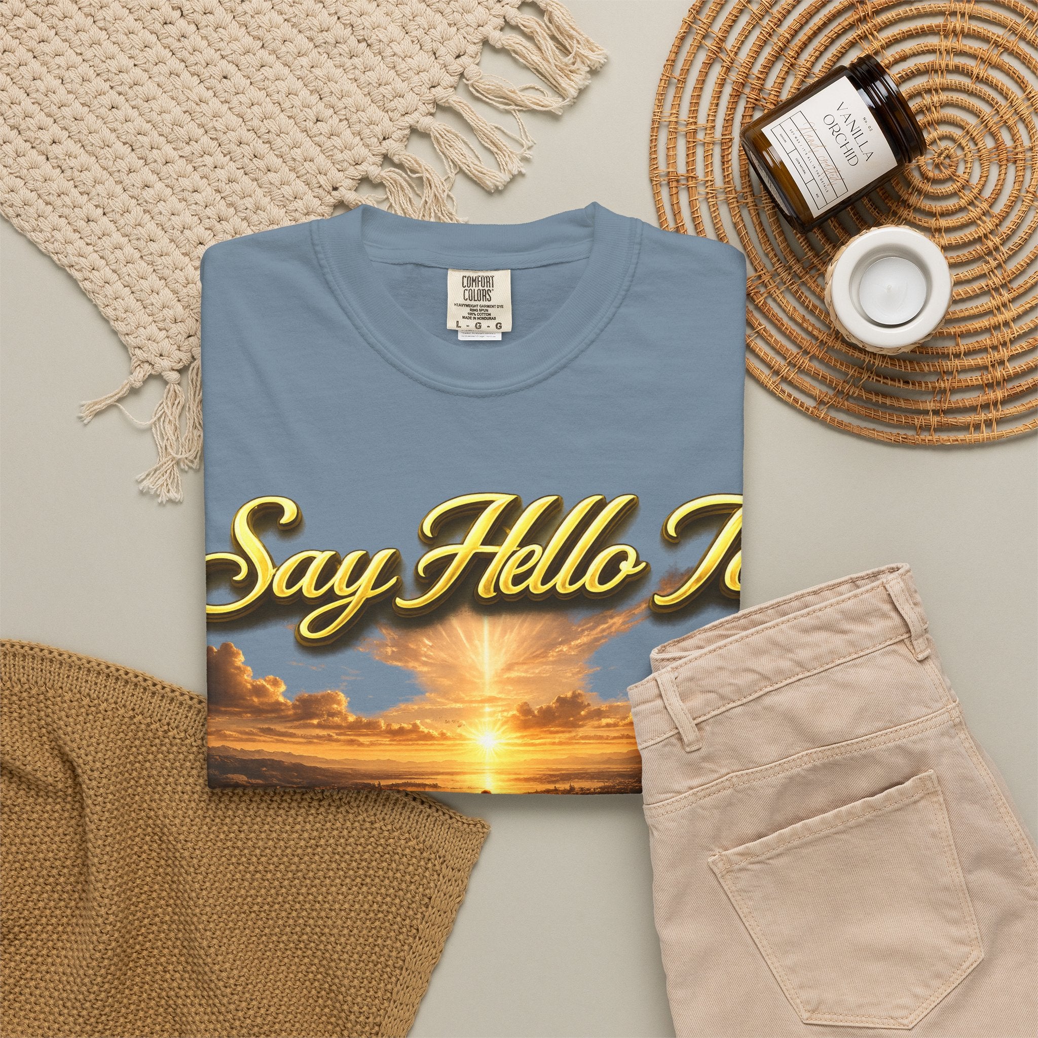 Inspirational 'Say Hello to The Beginning' Sunrise T-Shirt Printify