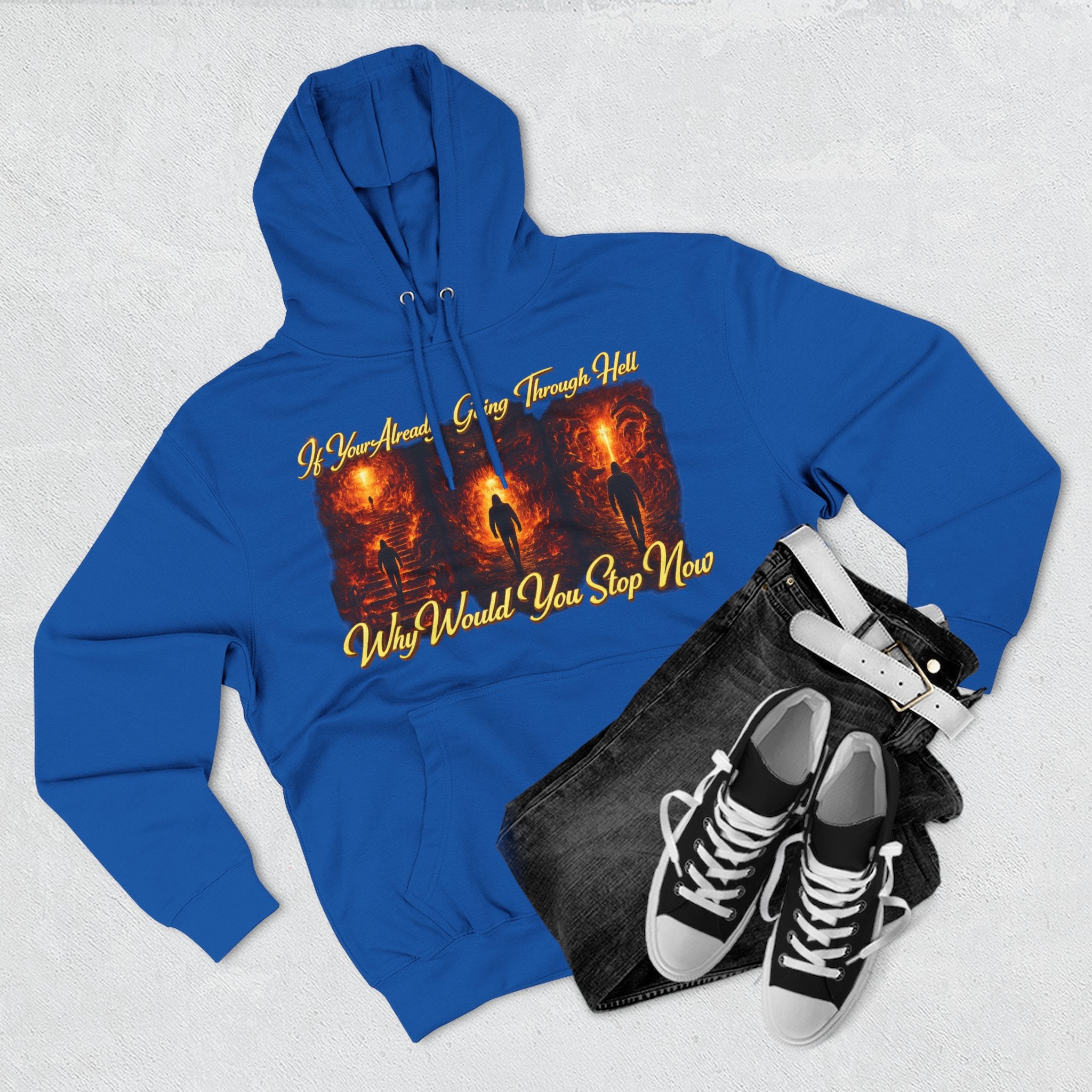 Three-Panel Inspirational Hoodie — "I Was Awakened..." Spiritual Graphic Pullover Printify