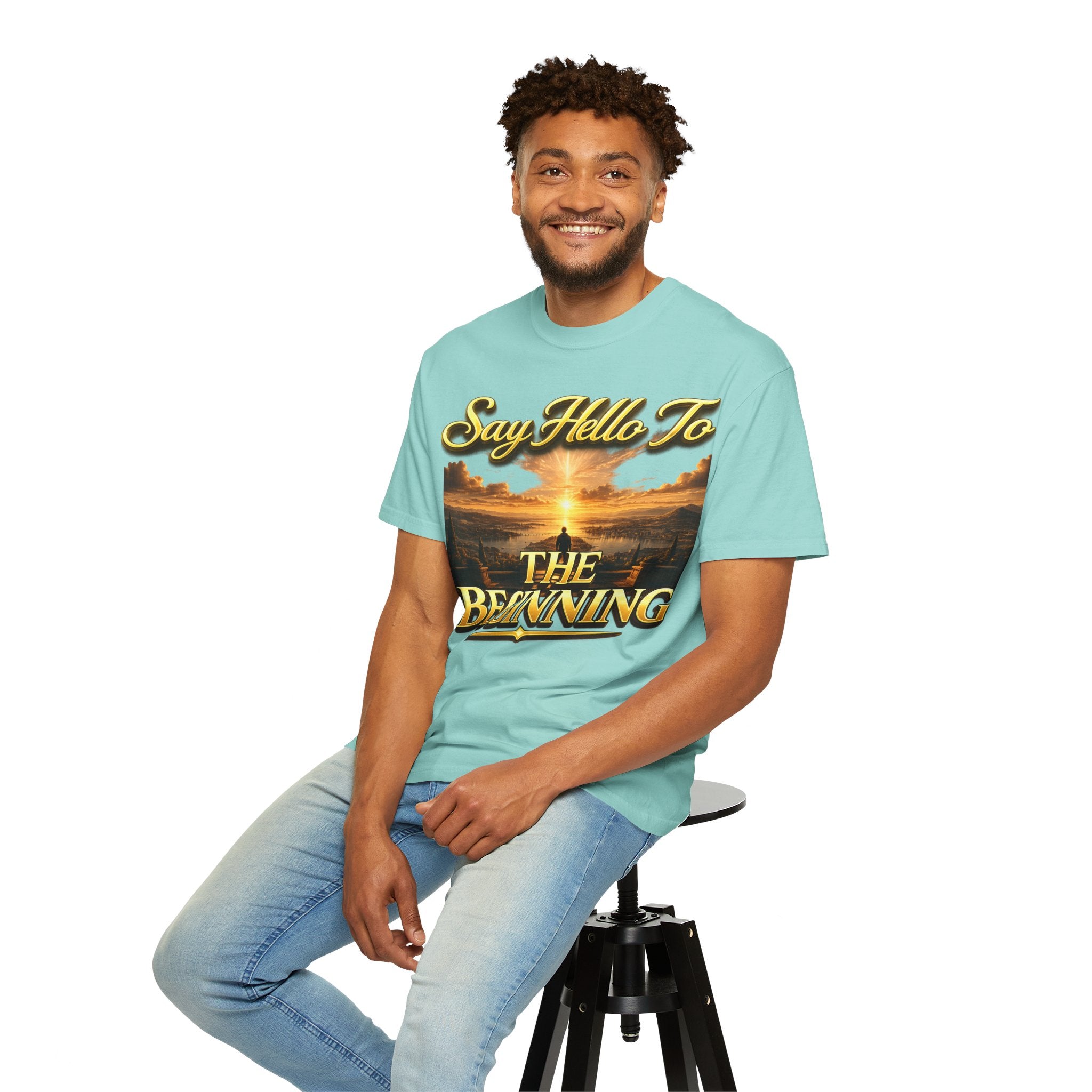 Inspirational 'Say Hello to The Beginning' Sunrise T-Shirt Printify