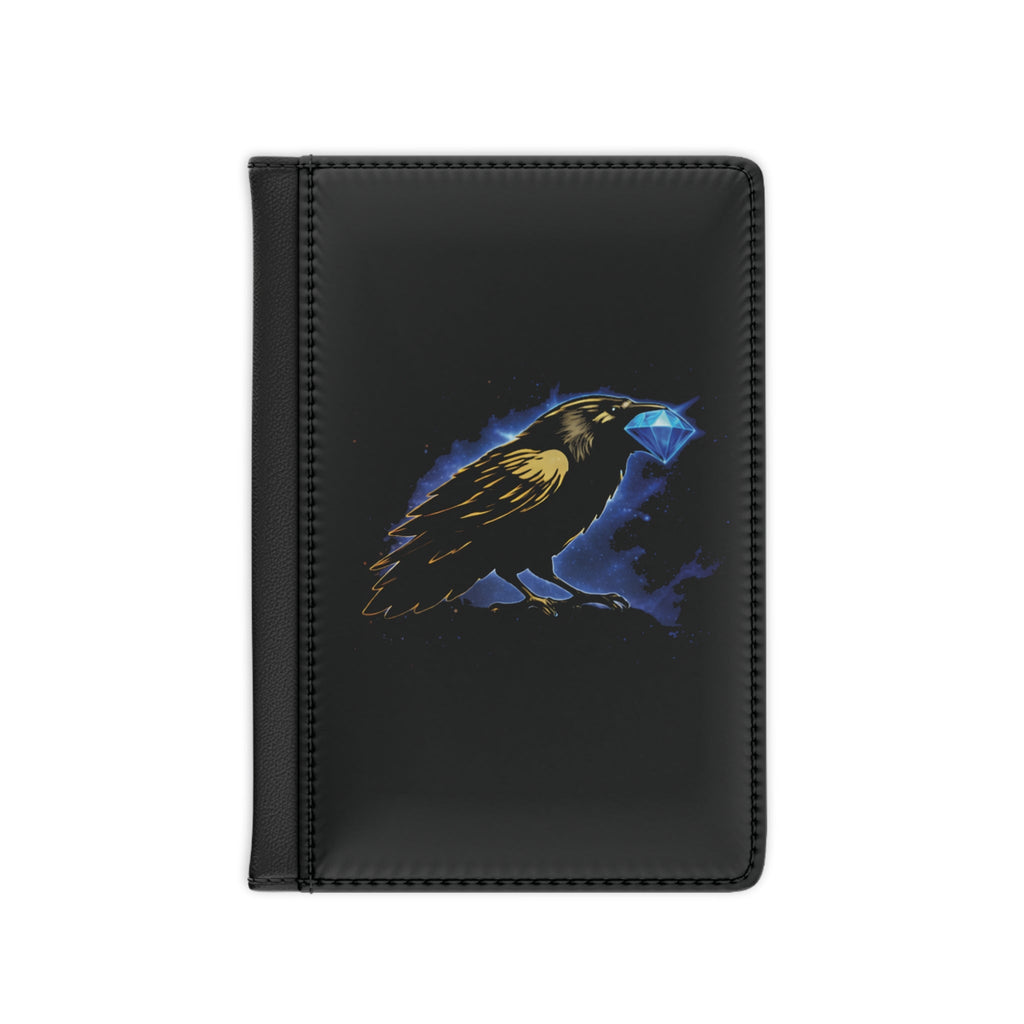 Gold Crow Crest Passport Cover — 'Crow' Diamond-in-Beak Travel Passport Holder Printify
