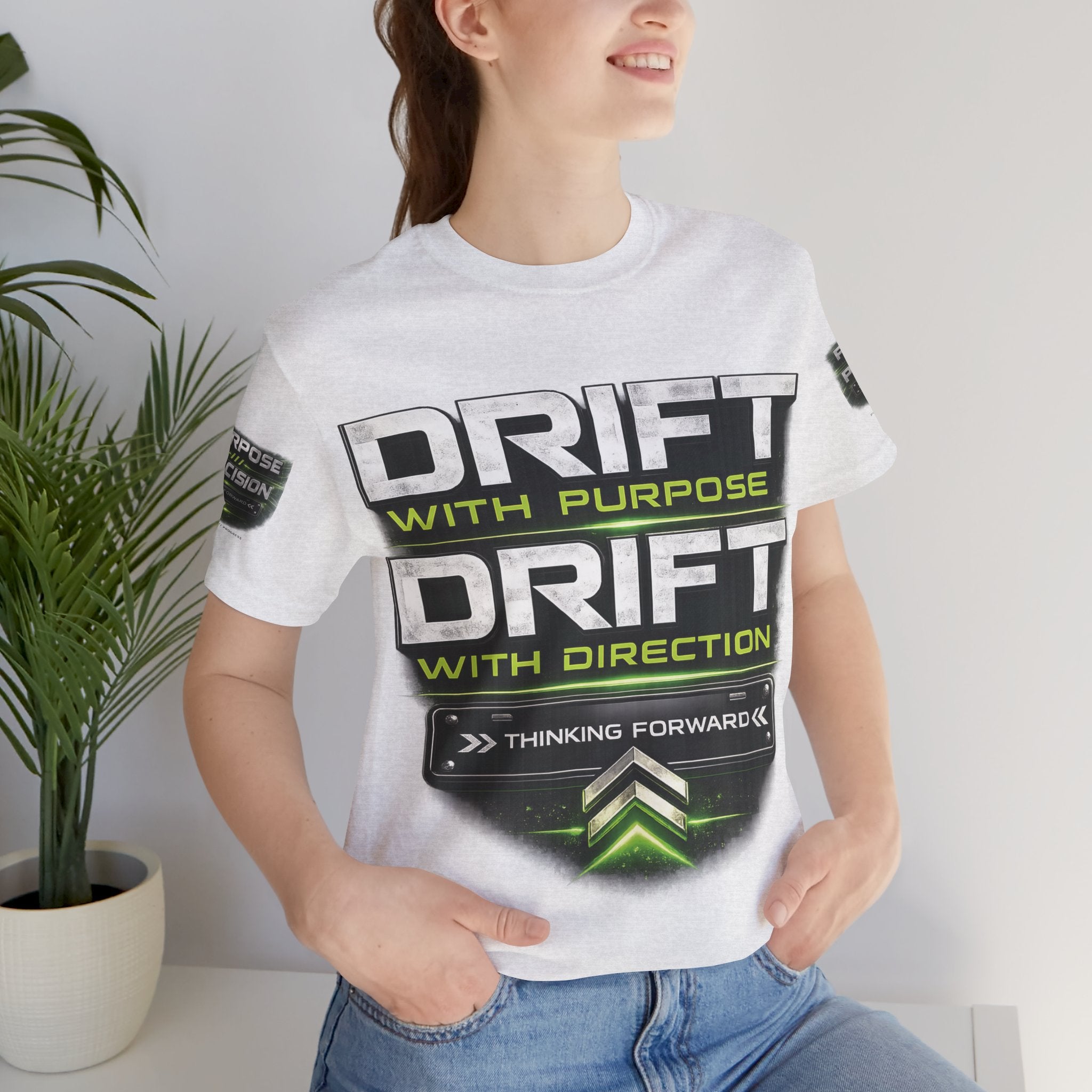 Drift With Direction Graphic Tee — 'Drift with Purpose / Thinking Forward' Racing T-Shirt Printify