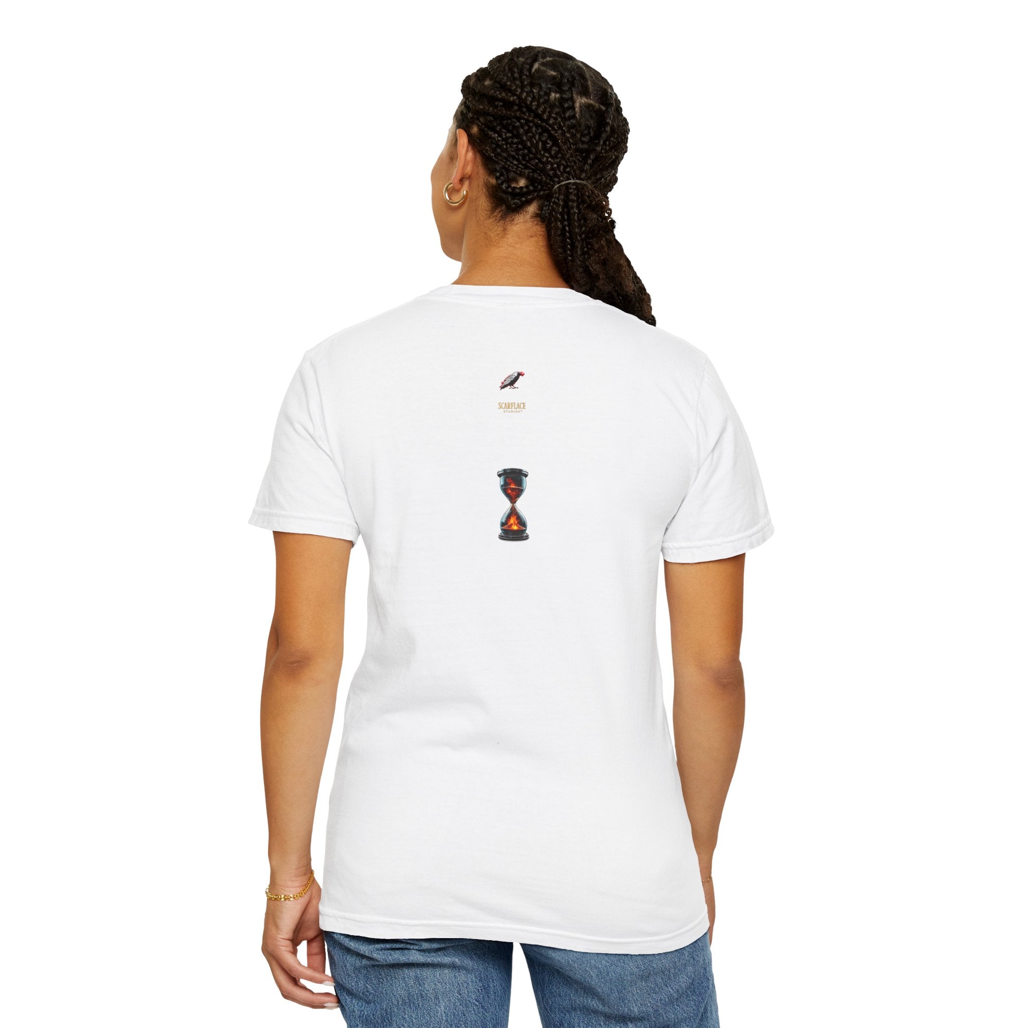 Say Hello To Time Hourglass Graphic T-Shirt — "The Only Conceivable Consistency Is Time" Printify