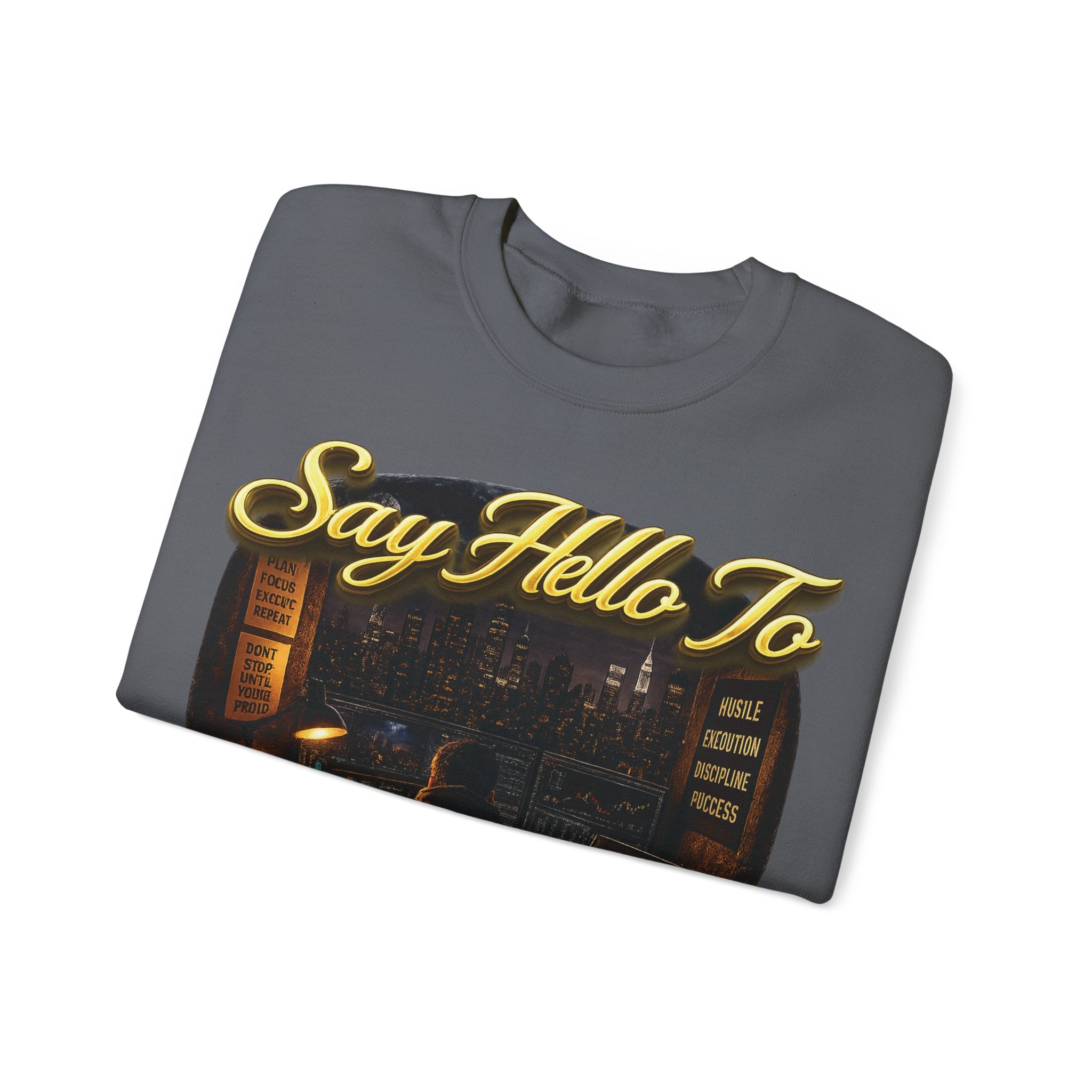 The Grind That Never Sleeps Crewneck Sweatshirt — Motivational Hustle Sweatshirt Printify