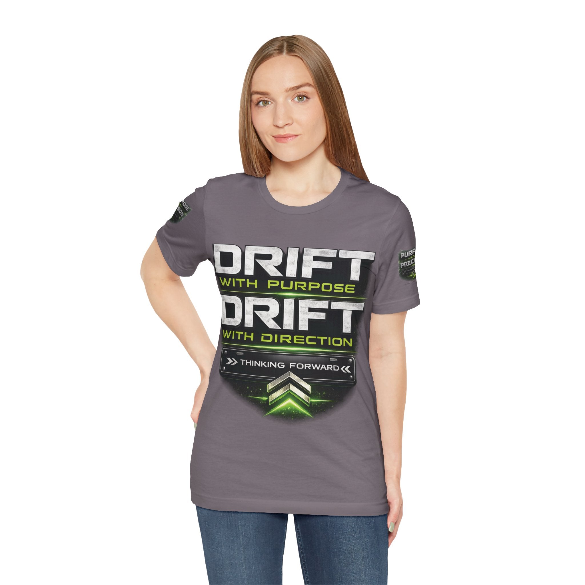 Drift With Direction Graphic Tee — 'Drift with Purpose / Thinking Forward' Racing T-Shirt Printify