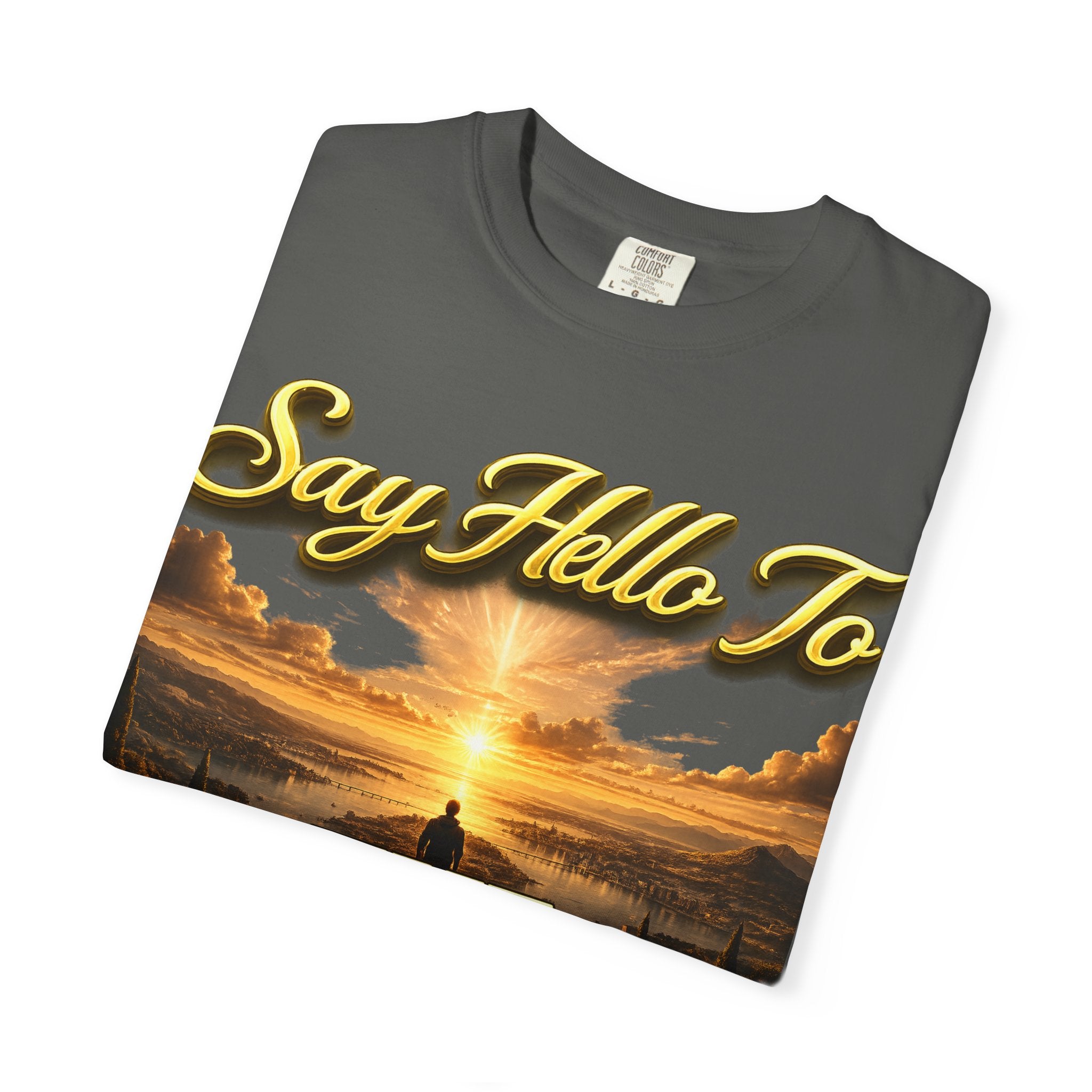Inspirational 'Say Hello to The Beginning' Sunrise T-Shirt Printify