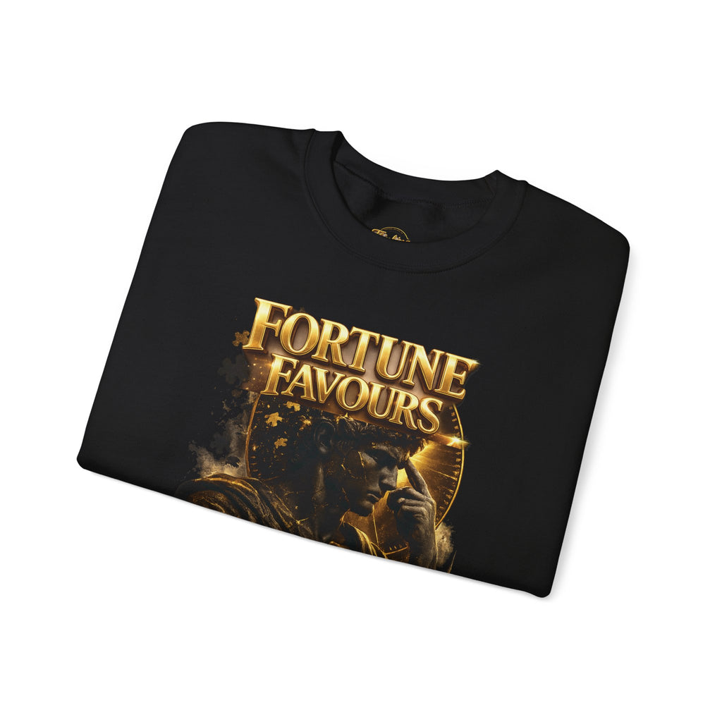 Crewneck Sweatshirt — "Fortune Favors the Prepared Mind" Motivational Design Printify