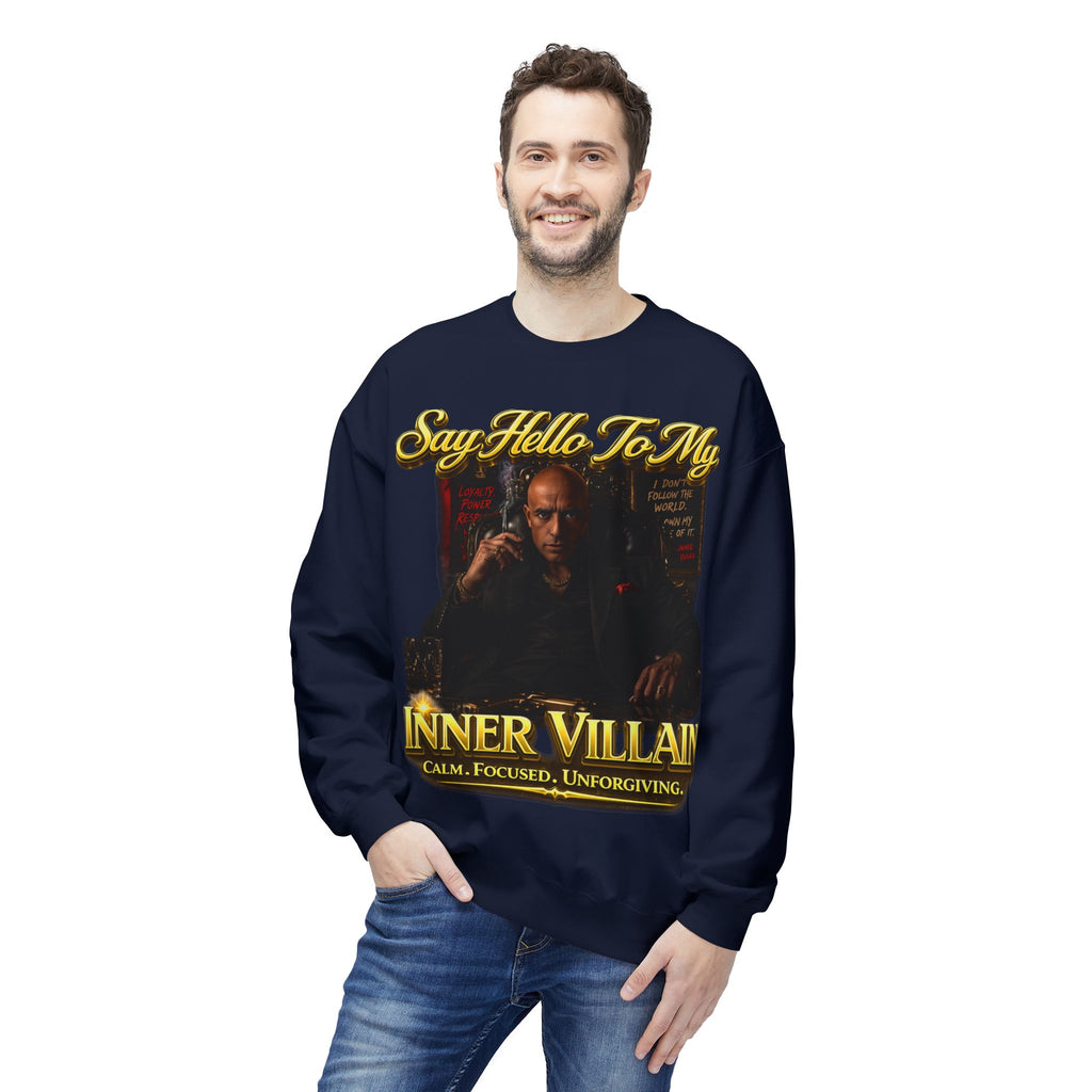 Inner Villain Crewneck Sweatshirt — "Say Hello To My Inner Villain" Graphic Printify