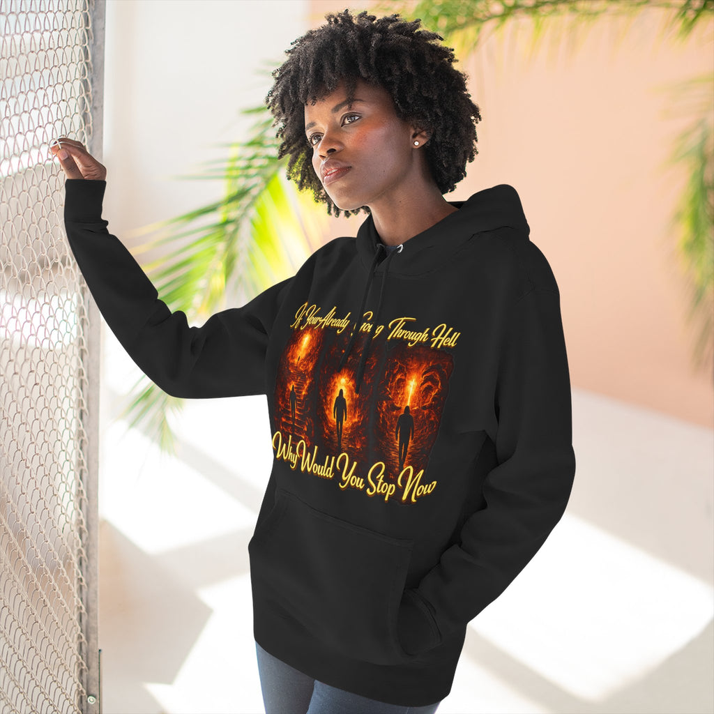 Three-Panel Inspirational Hoodie — "I Was Awakened..." Spiritual Graphic Pullover Printify