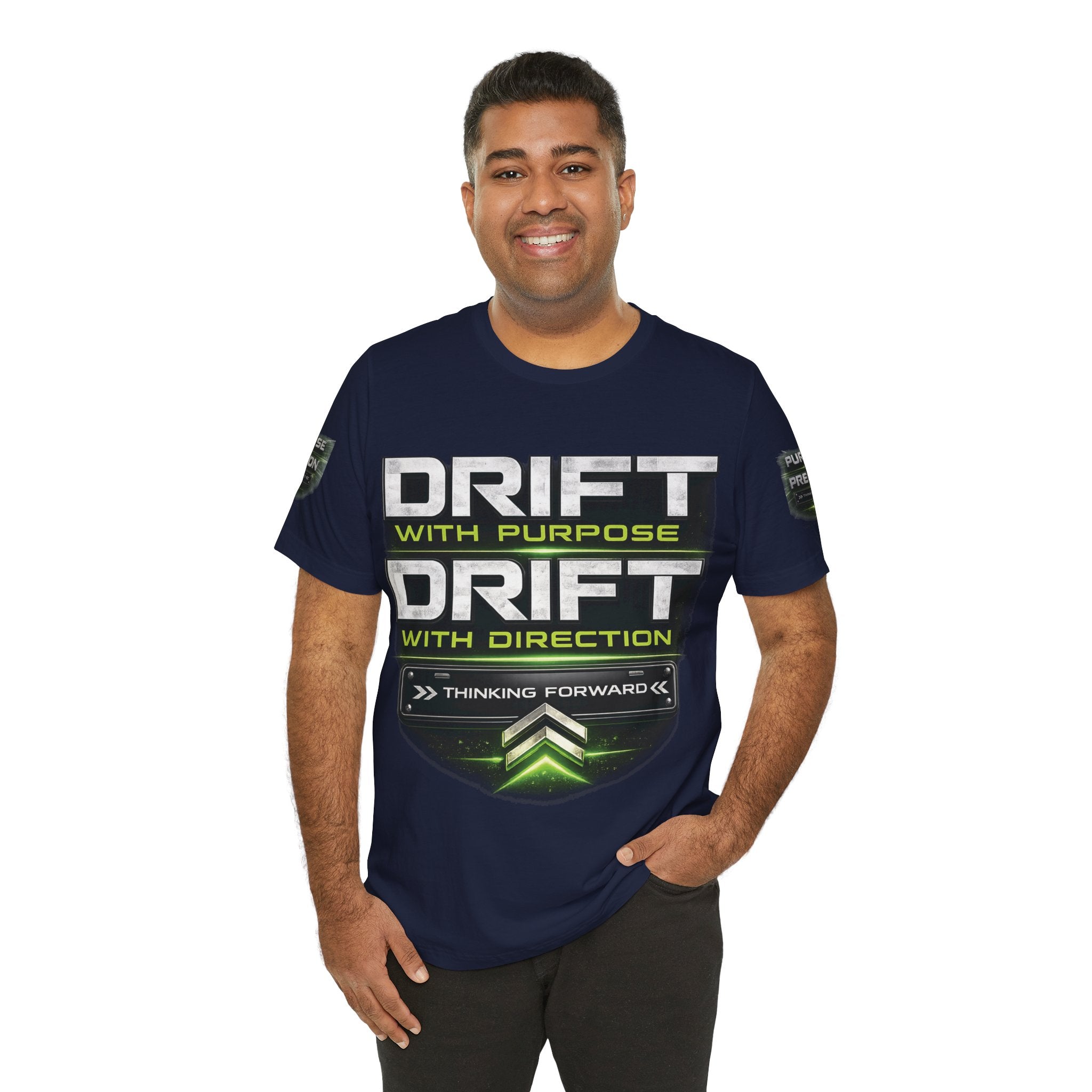 Drift With Direction Graphic Tee — 'Drift with Purpose / Thinking Forward' Racing T-Shirt Printify