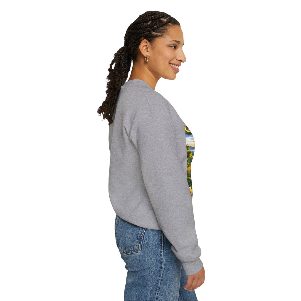 Working From Home Sweatshirt – "Say Hello To" Scenic Home Office Crewneck Printify