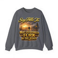Crewneck Sweatshirt - "Say Hello to That Undesired Fork in the Road" Inspirational Road Trip Design Printify