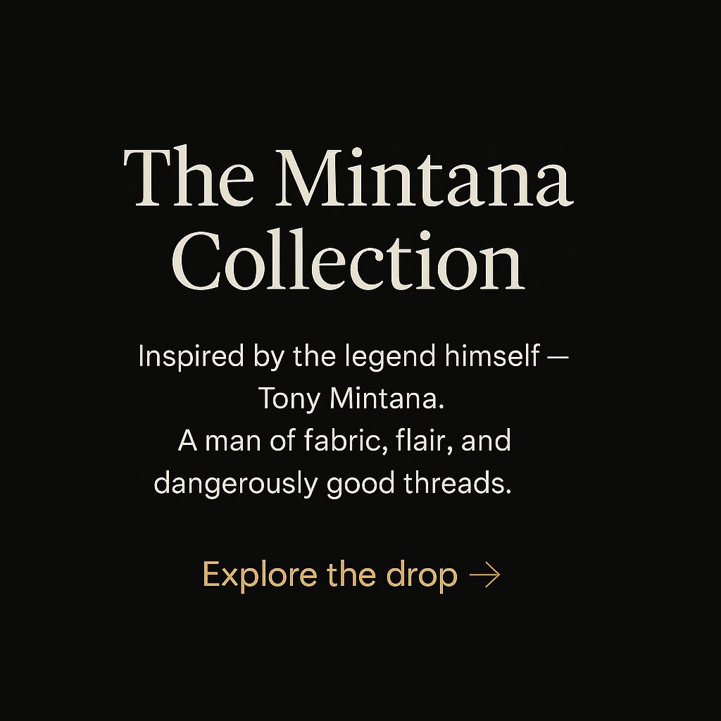 Promotional text for 'The Mintana Collection' inspired by Tony Mintana on a black background.