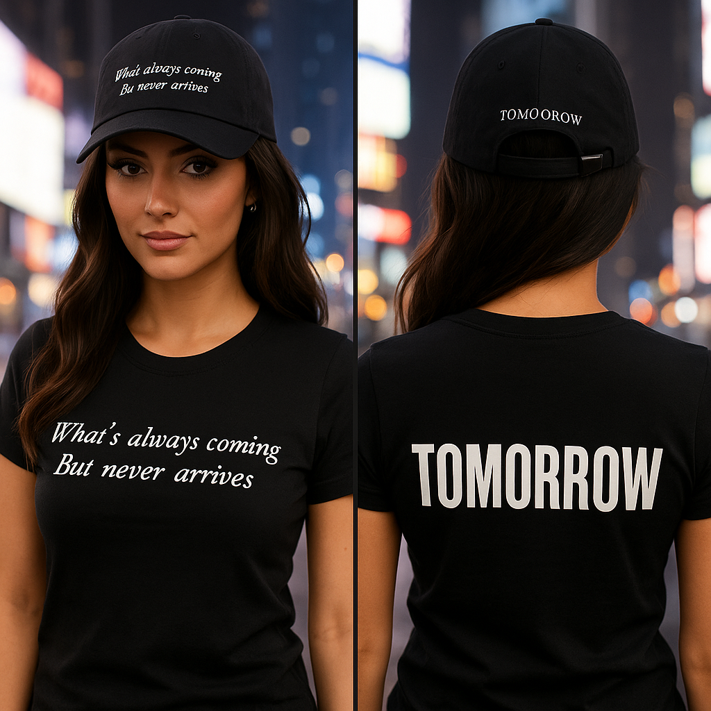 SCARFLACE Dad Cap - What's Always Coming But Never Arrives? Tomorrow - Philosophy Hat