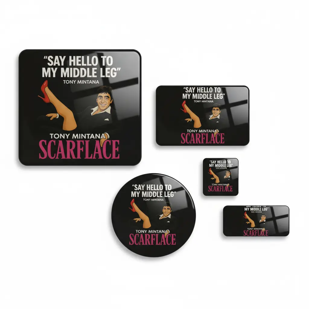 SCARFLACE Fridge Magnets Set - Tony Mintana Parody Art, Multiple Sizes, Kitchen Decor, Funny Gift Scarflace Studios™