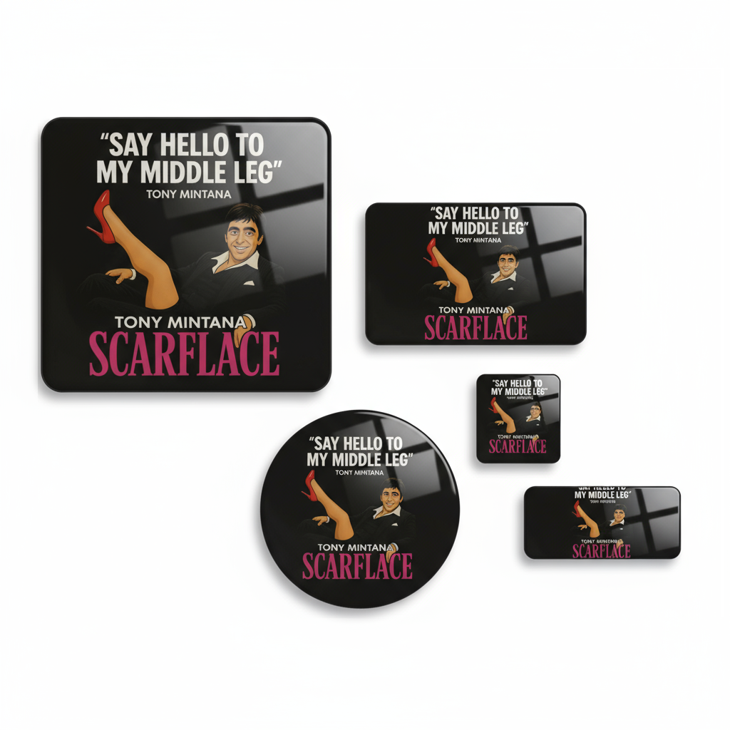 SCARFLACE Fridge Magnets Set - Tony Mintana Parody Art, Multiple Sizes, Kitchen Decor, Funny Gift Scarflace Studios™